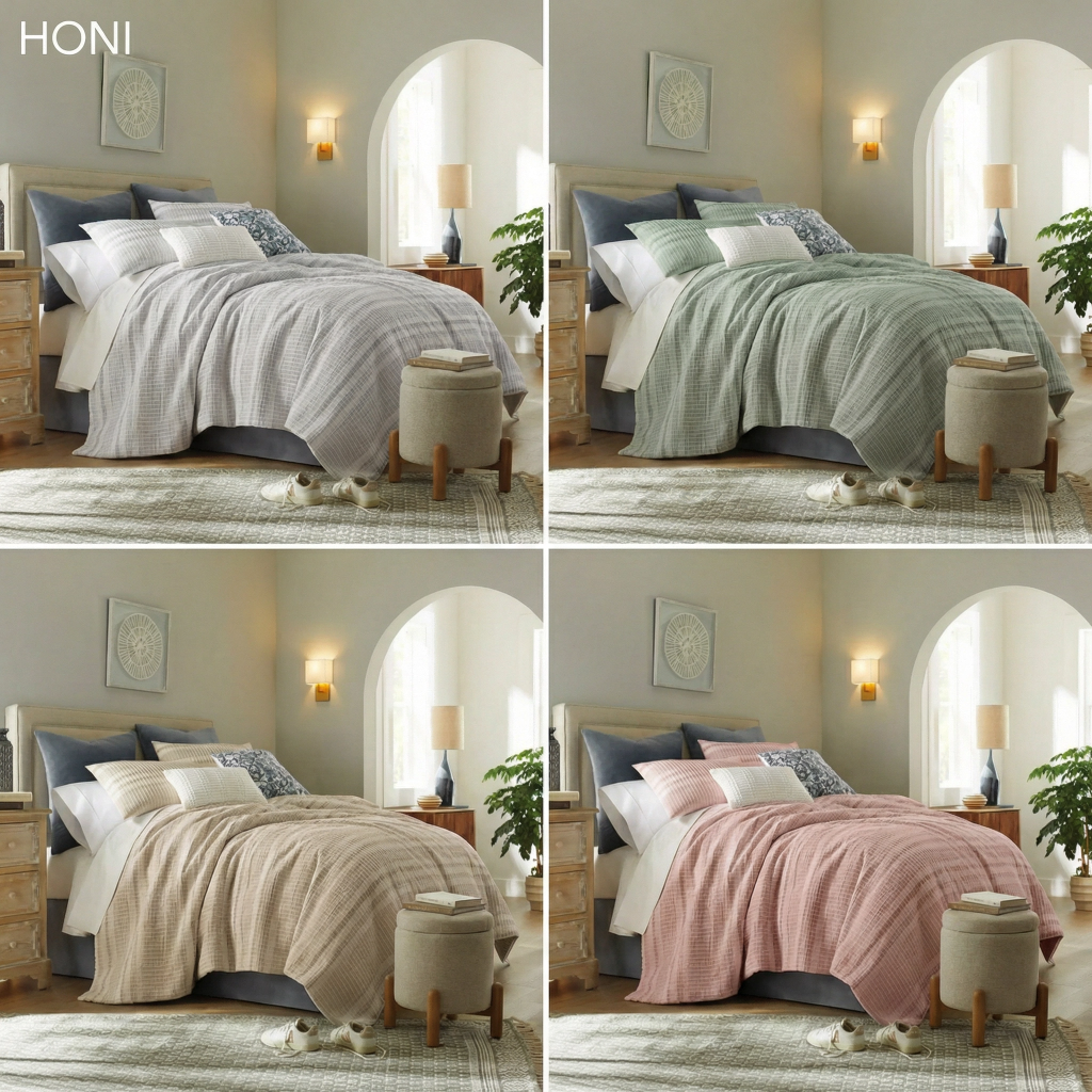 HONI Jenna Floral 8-Piece Yarn-Dyed Comforter Set – Factory Direct | MOQ 50 Sets