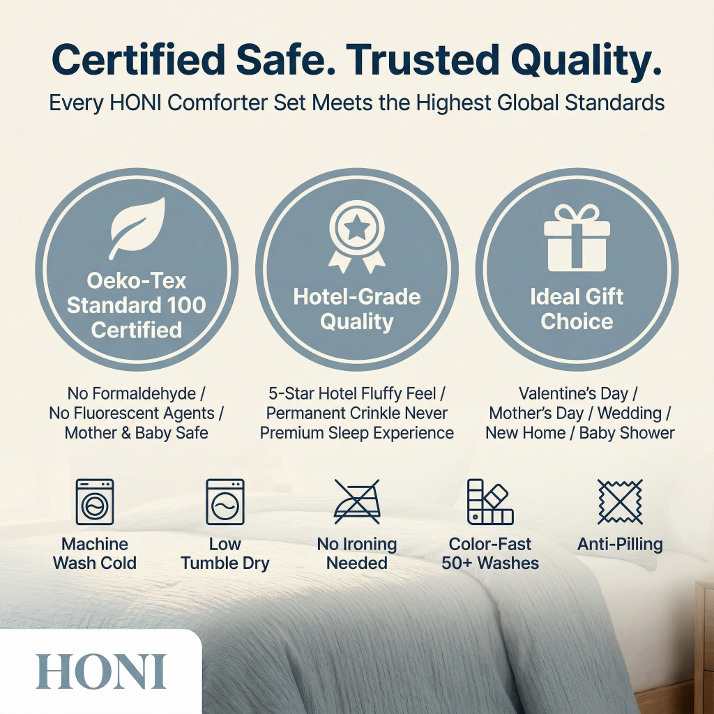 Premium 3-Piece Comforter Set – 120gsm 4-Way Stretch Seersucker & 95g Yarn-Dyed Washed Crinkle Fabric