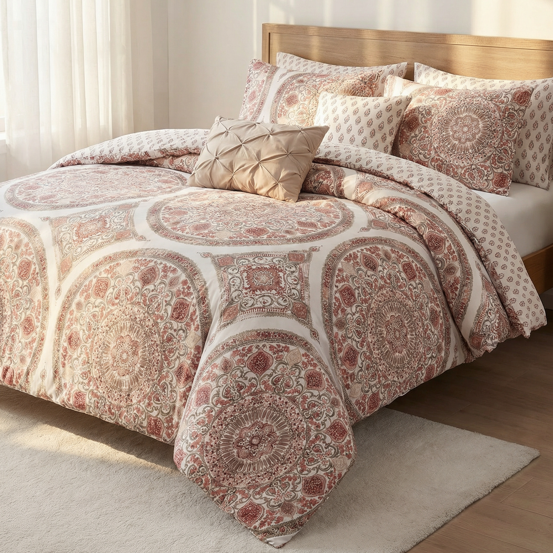 85gsm Peach Skin Pigment Print 9-Piece Duvet Cover Set – Soft & Breathable Bedding Bundle