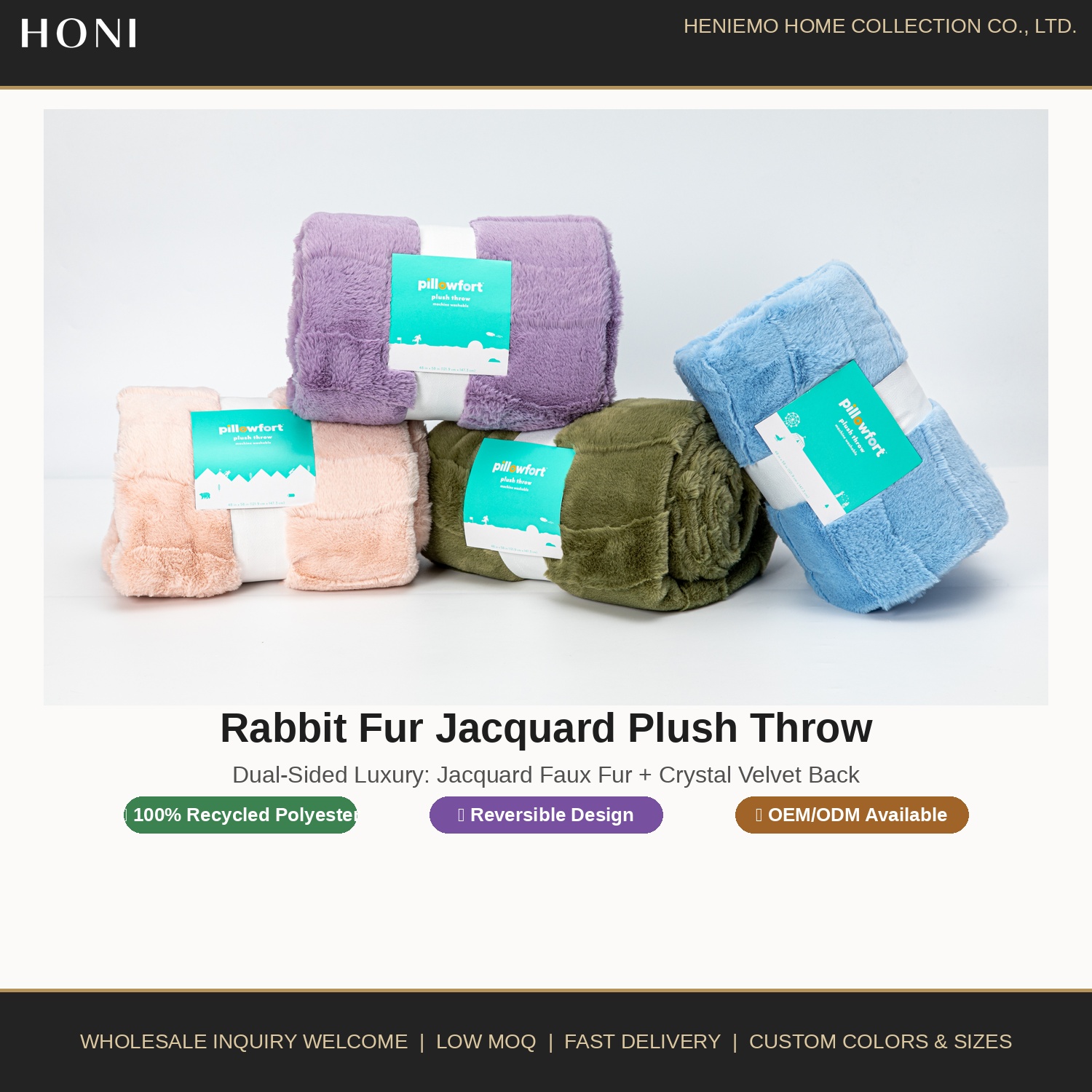 350gsm Dyed Jacquard Rabbit Fur Blanket–Ultra-Soft Plush Throw for Couch, Bed, or Travel