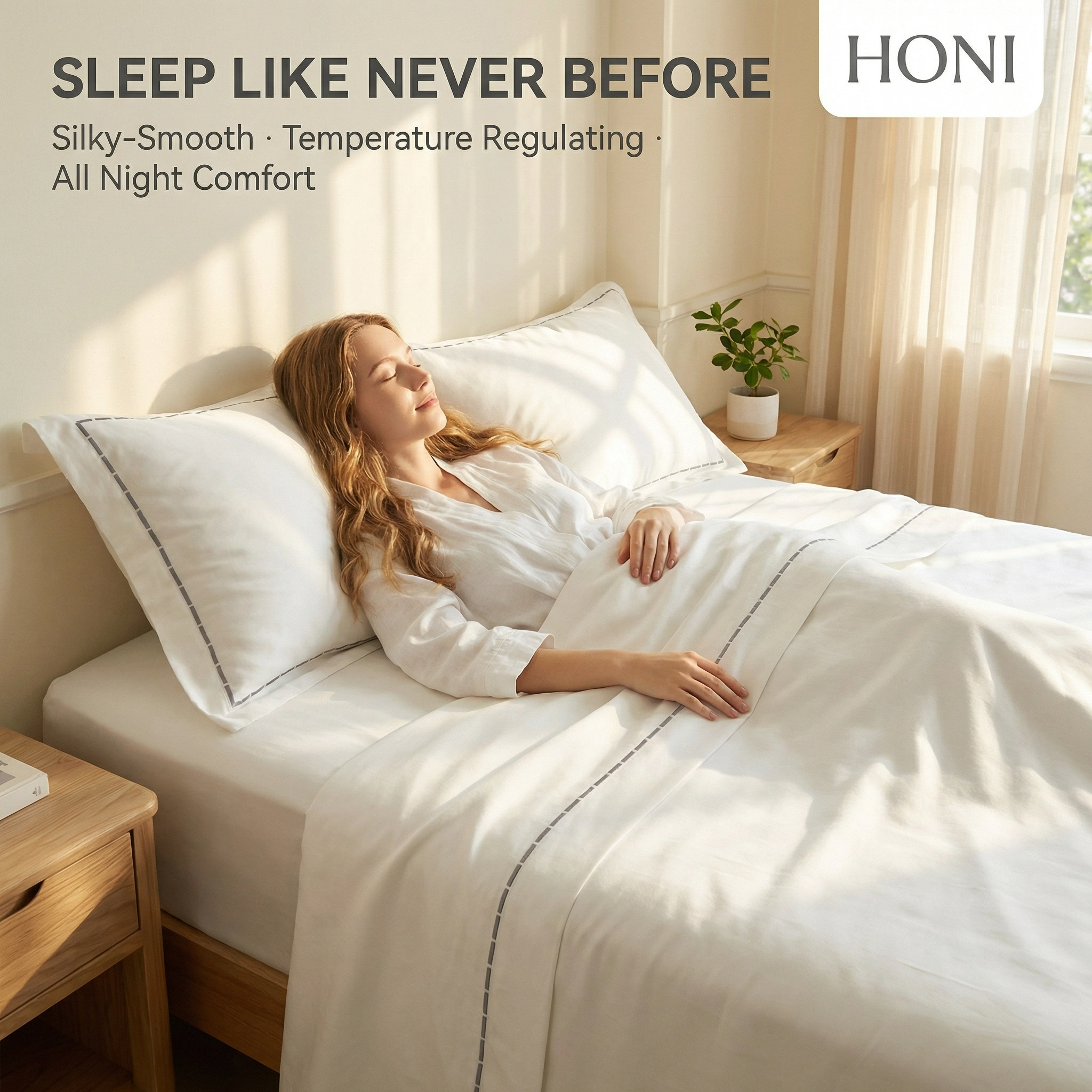 400TC 50% Cotton / 50% Tencel™ Dyed & Embroidered Sheet Set with Decorative Header