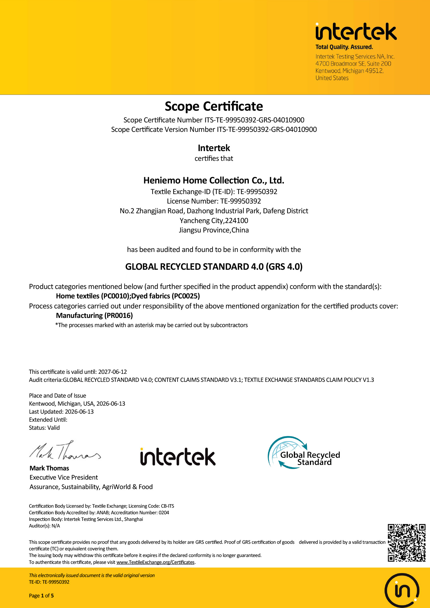 certificate