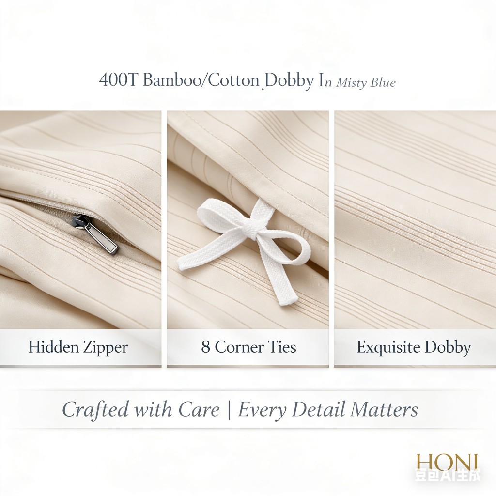 HONI 400TC Bamboo Cotton Dobby Duvet Cover Set – Sustainable Luxury | 60/40 Perfect Blend | OEM/ODM Ready