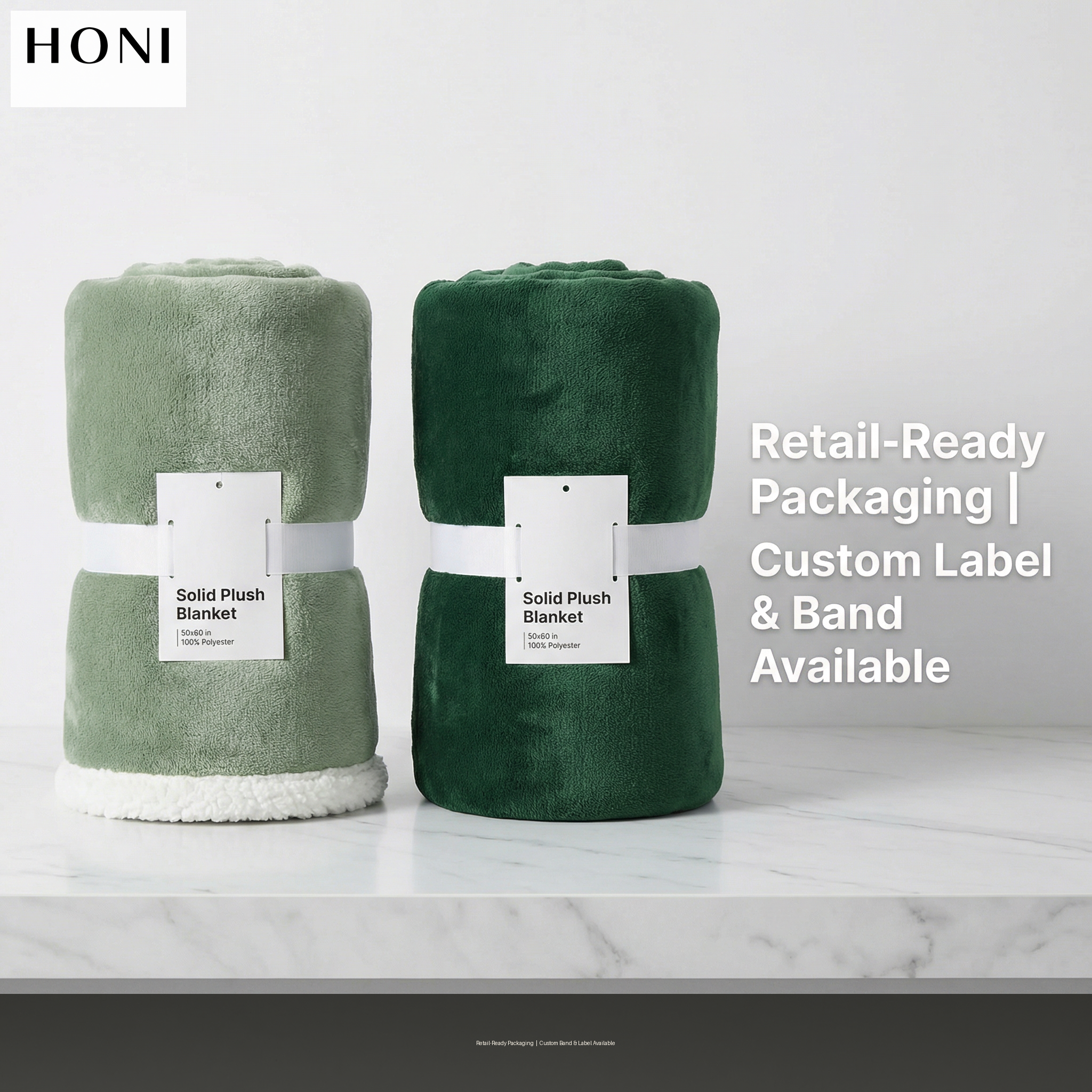 Reversible 310GSM Solid Flannel & 200GSM White Sherpa Blanket – Soft, Warm, Customizable