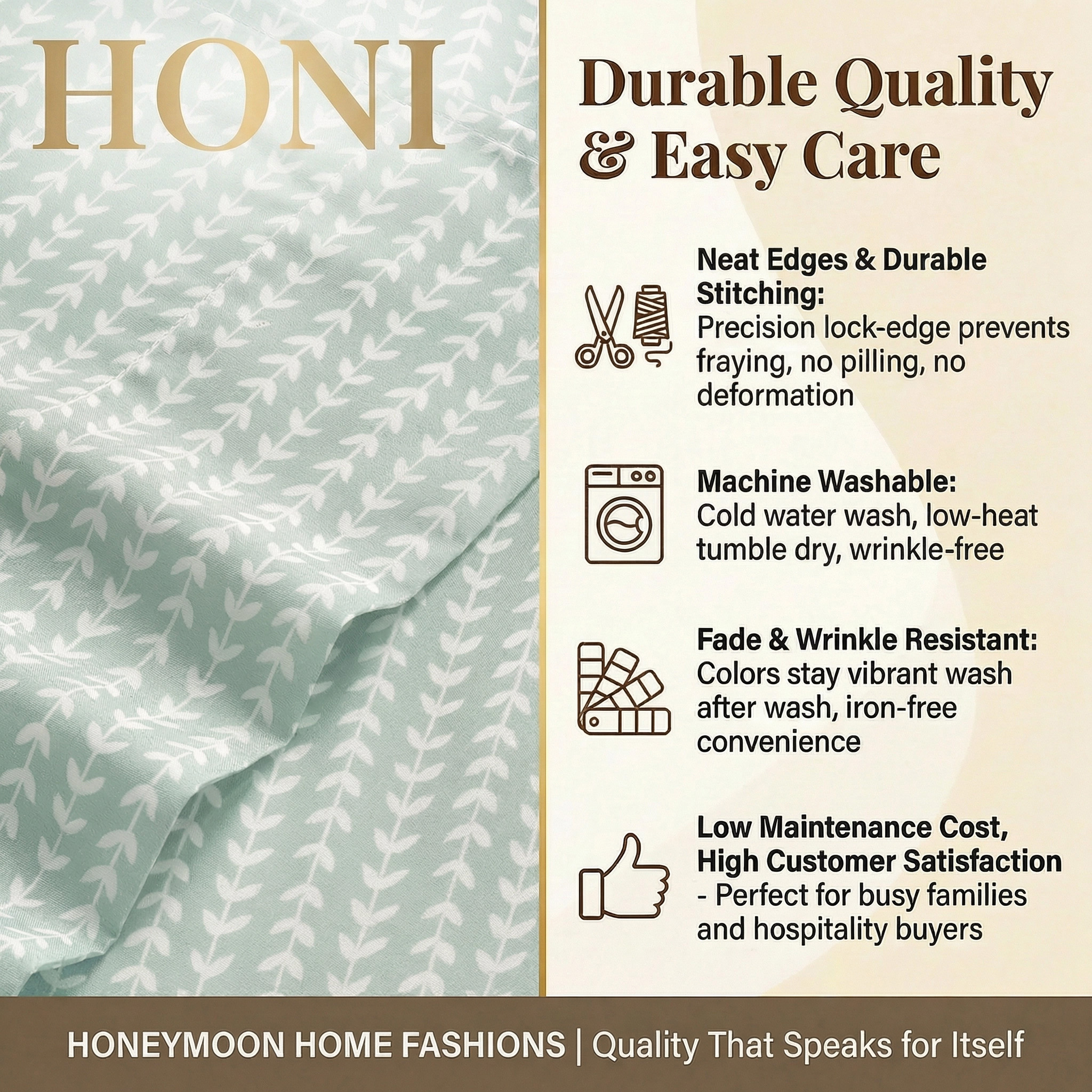 HONI 90gsm Pigment Printed Sheet Set – 4/6 Pieces – Multiple Colors & Custom Options Available