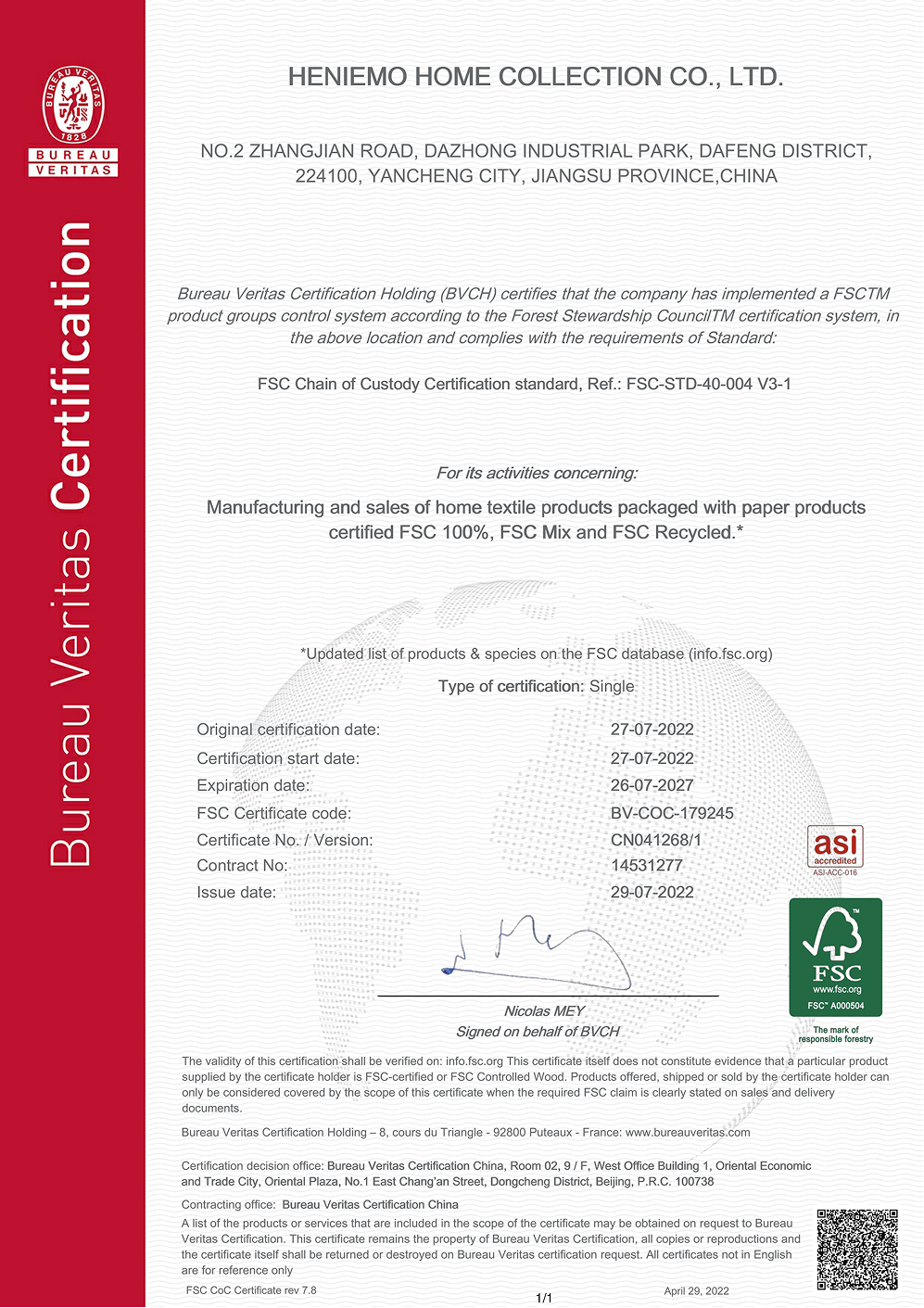 certificate