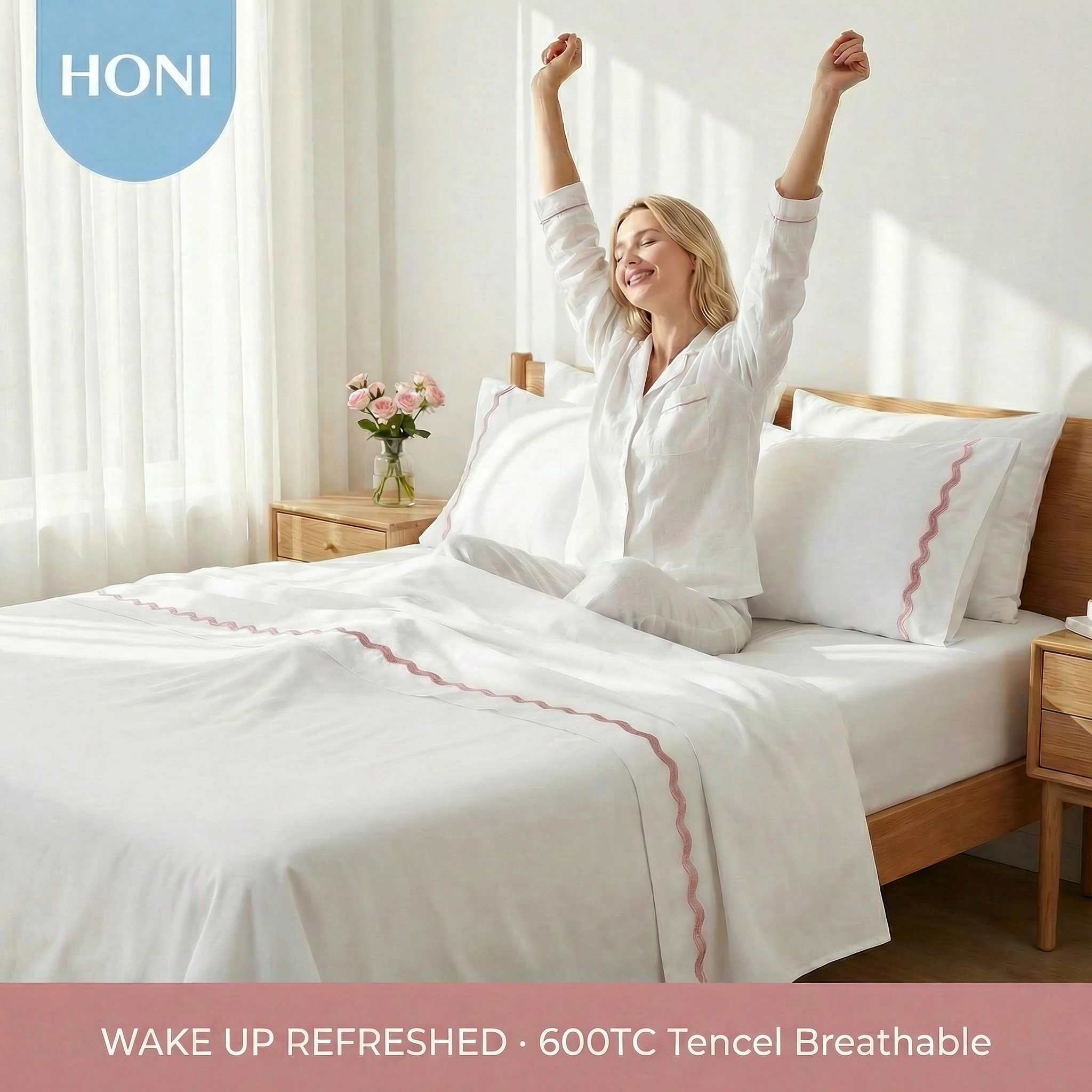 HONI 600TC 100% Tencel Sheet Set – Breathable & Silky Soft for a Refreshed Sleep