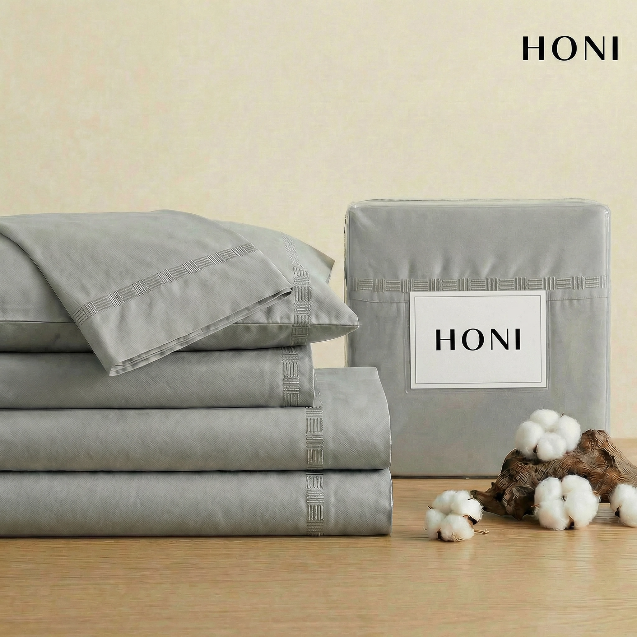 220TC Polyester-Cotton Satin Embroidered Fitted Sheet Set – 14
