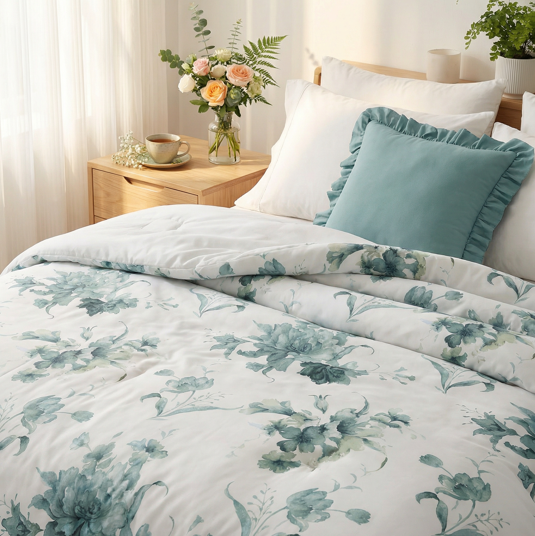85gsm Peach Skin Pigment Print 9-Piece Duvet Cover Set – Soft & Breathable Bedding Bundle