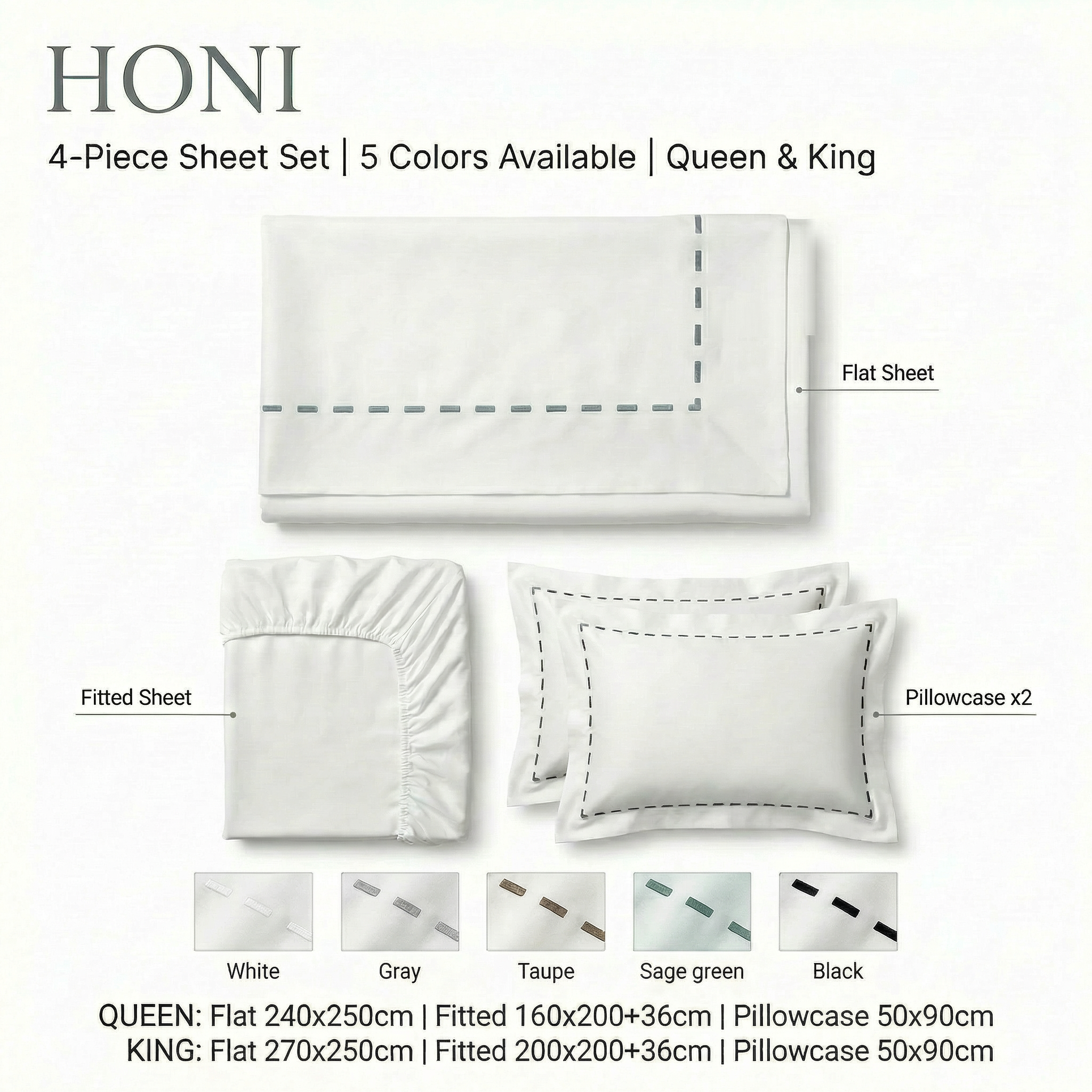 400TC 50% Cotton / 50% Tencel™ Dyed & Embroidered Sheet Set with Decorative Header