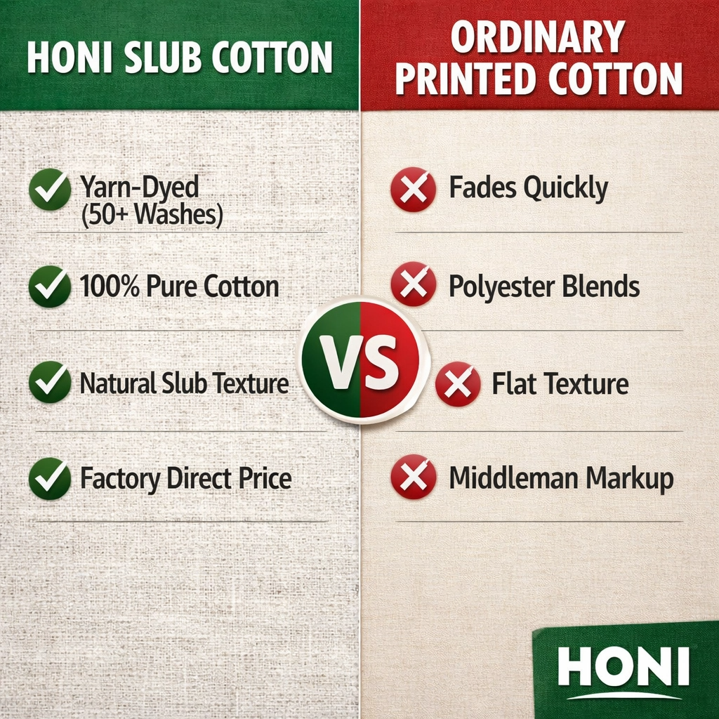 HONI 100% Cotton Yarn-Dyed Slub Duvet Cover Set – Breathable, Natural Texture & Casual Elegance