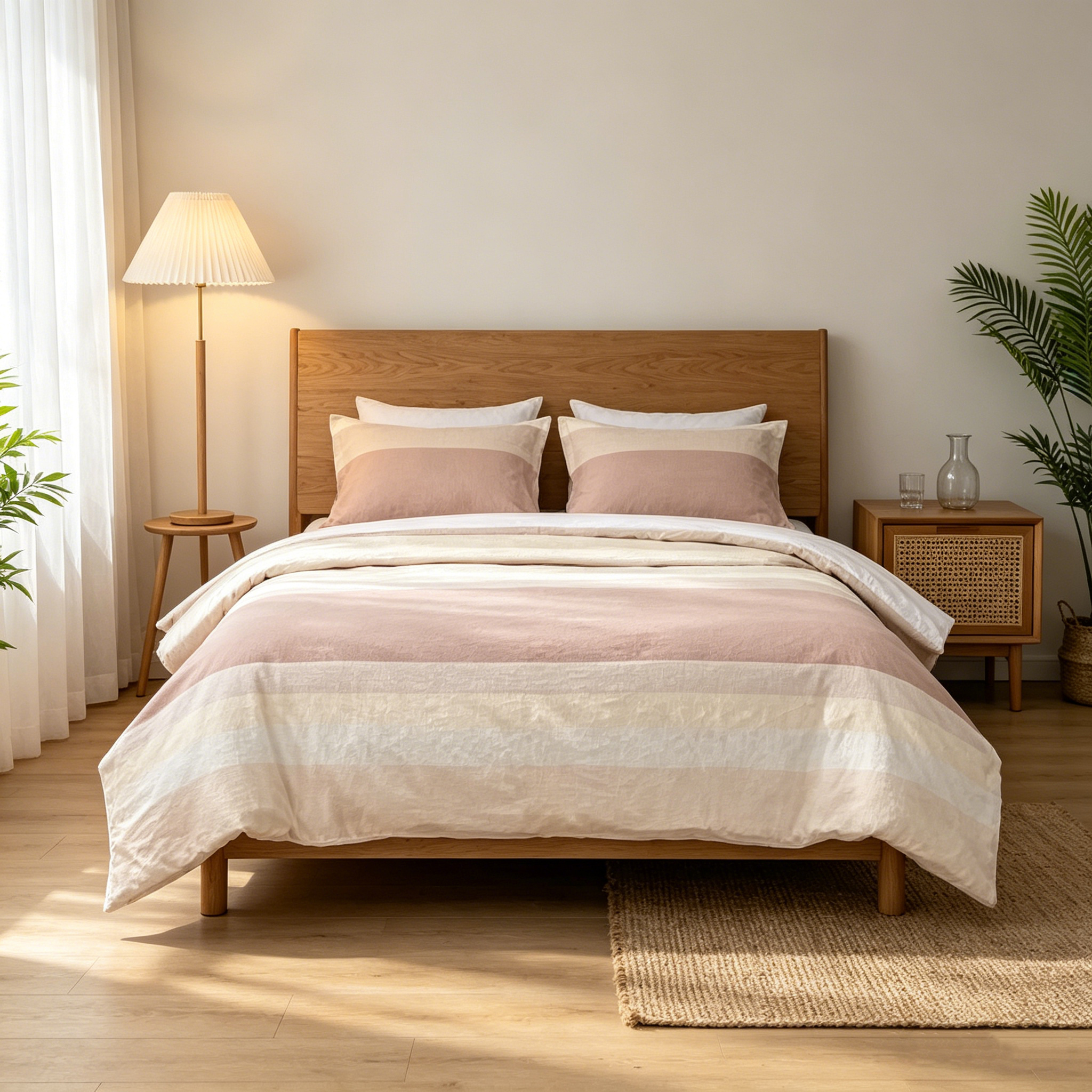 100% Cotton Yarn-Dyed Jacquard Duvet Cover Set – 3Pcs, Breathable, Reversible & Elegant Texture