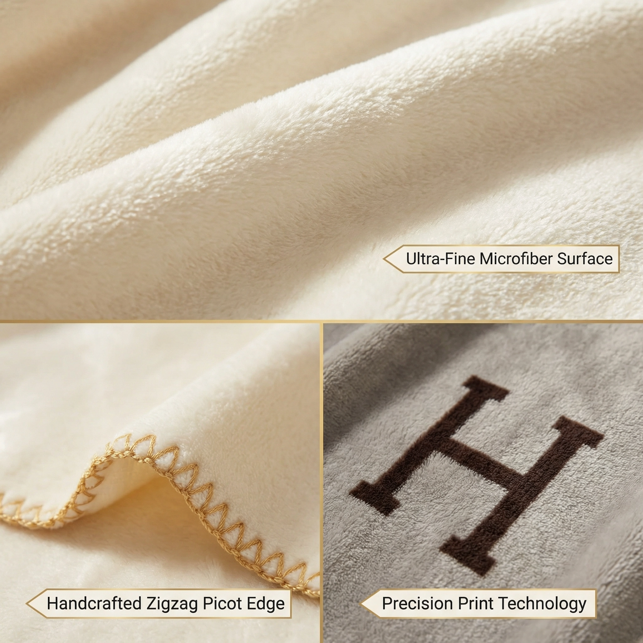 460gsm Penguin Velvet Printed Blanket–100% Polyester Ultra-Soft Plush with Golden Zigzag Edge Stitch