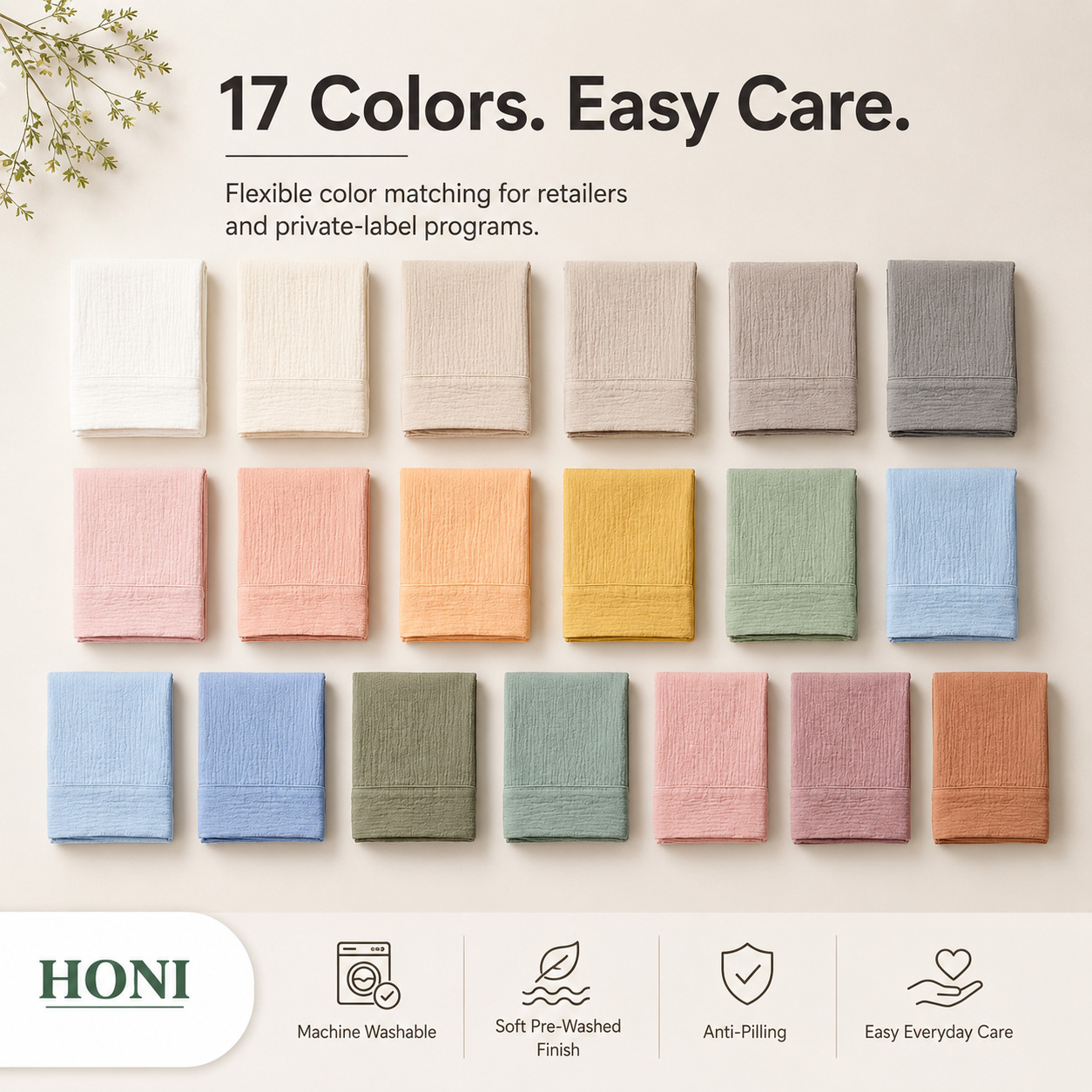 HONI 90GSM Washed Brushed Bed Sheet Set – Breathable, Moisture-Wicking & Temperature-Regulating