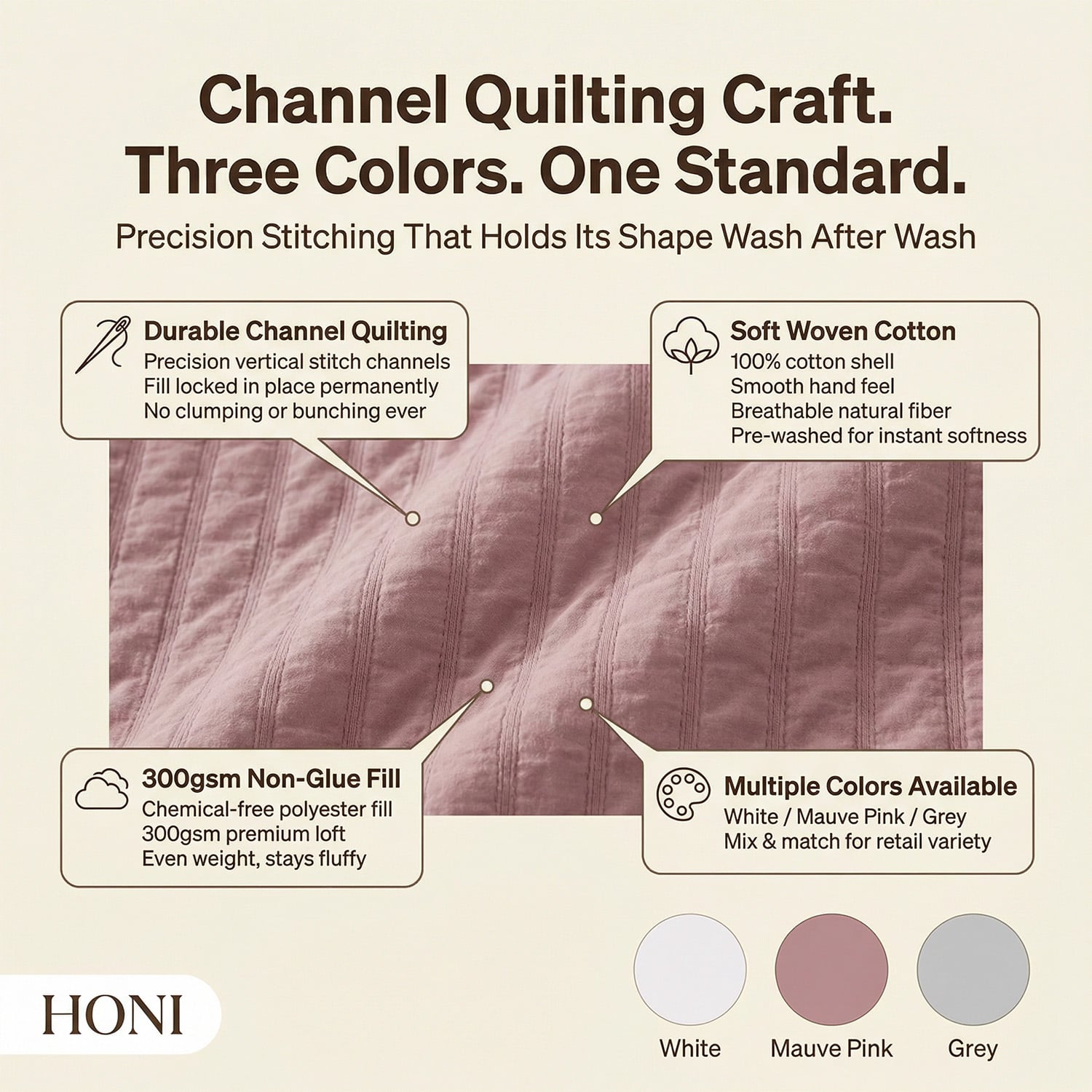 HONI Modern 5pcs Breathable Cooling 110gsm Seersucker Bedding Set 75gsm Solid Microfiber Comforter Set