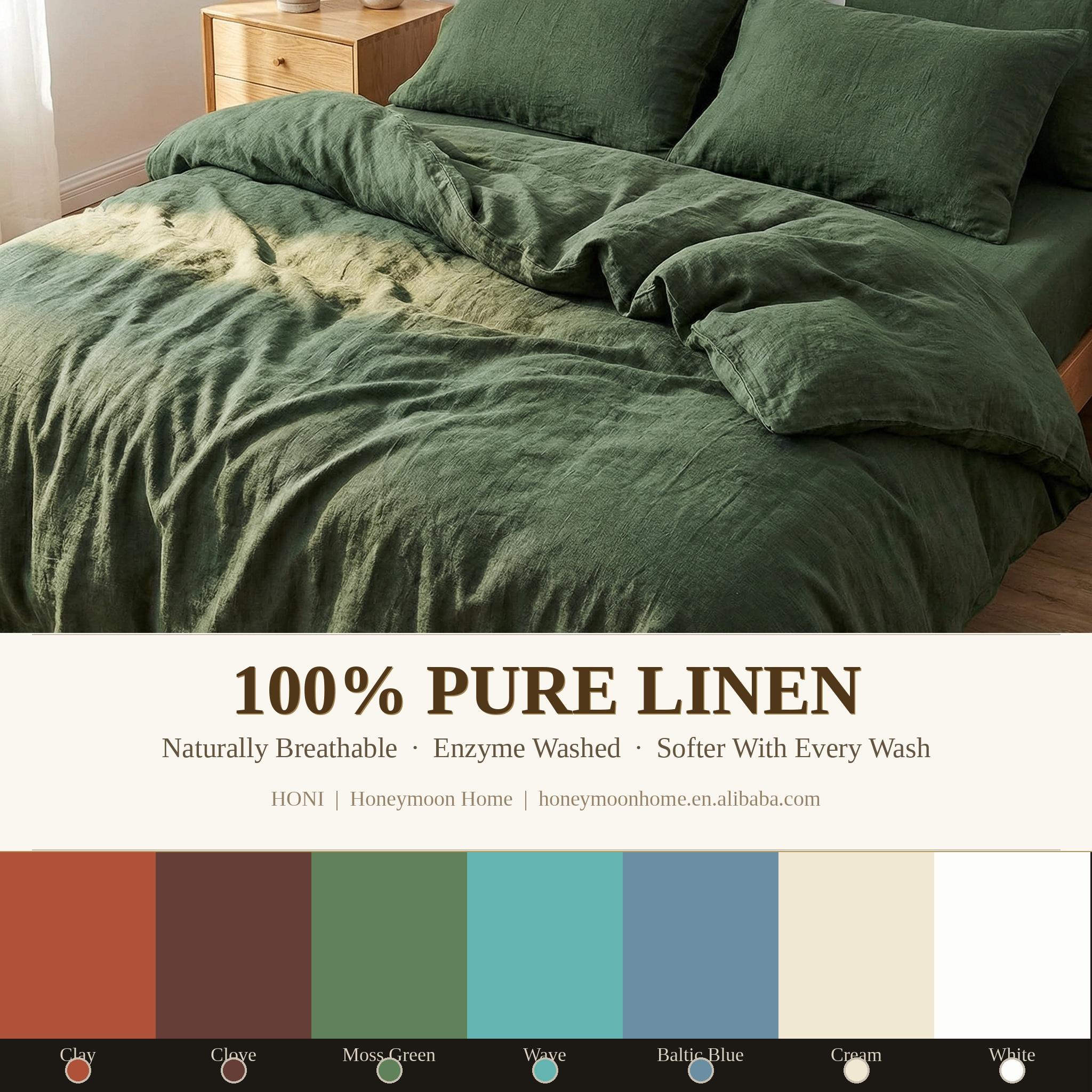 HONI 100% Pure Linen Duvet Cover Set – Wake Up to Luxury Every Morning