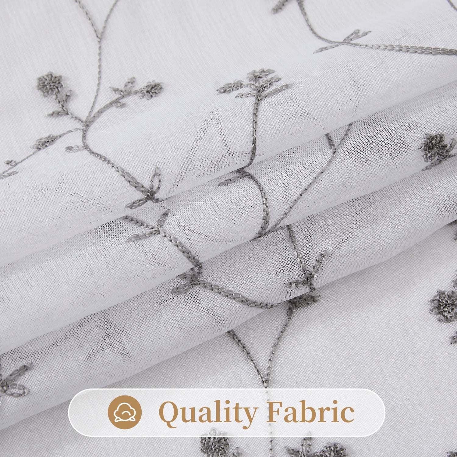 HONI 80GSM Heavyweight 100% Polyester Embroidered Sheer Curtain – Elegant Floral Lace Voile Panel for Living Room, Bedroom & Wedding Decoration