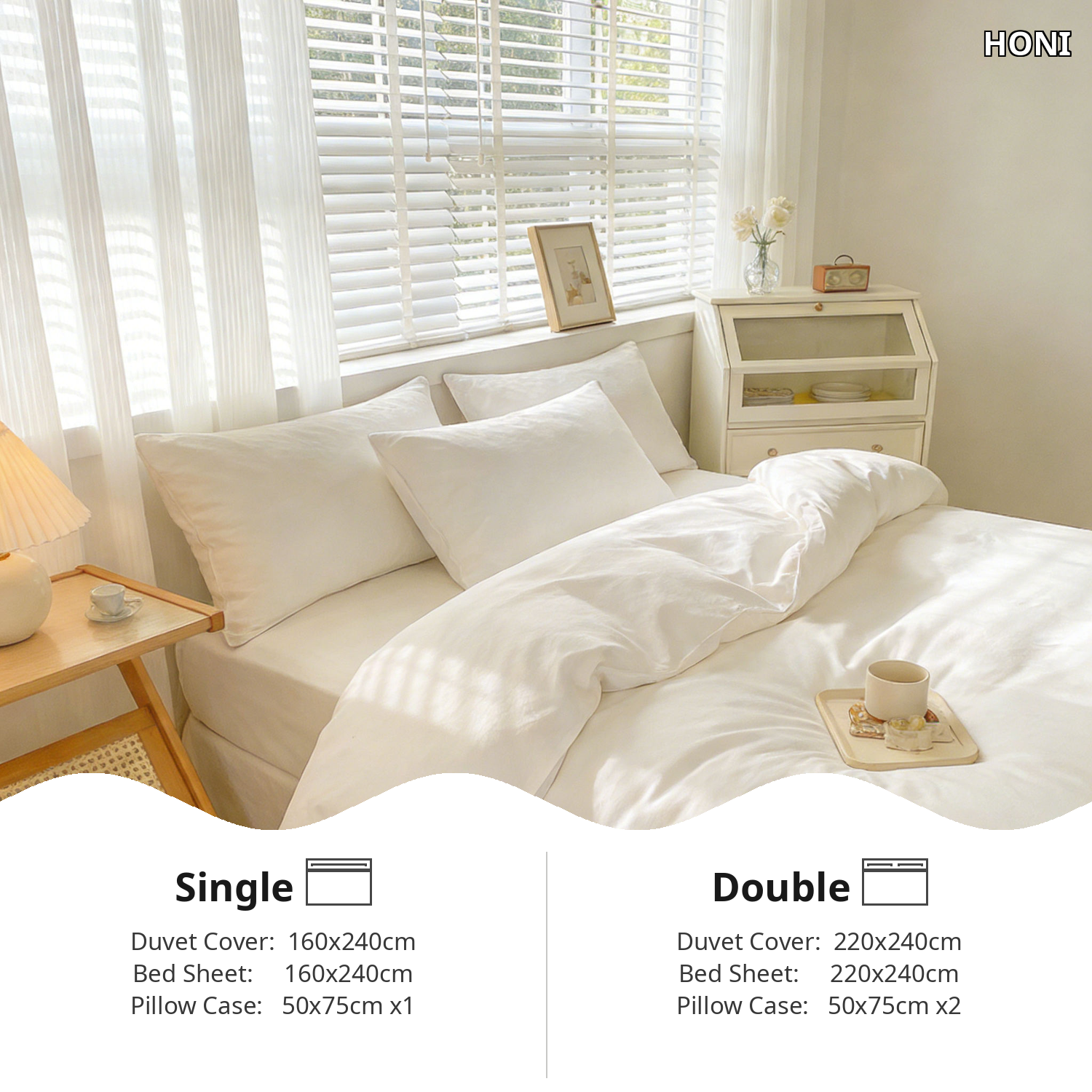 HONI 90gsm Brushed Cotton Duvet Cover Set – Soft Peach-Skin Finish, Breathable & Light-Adaptive Color