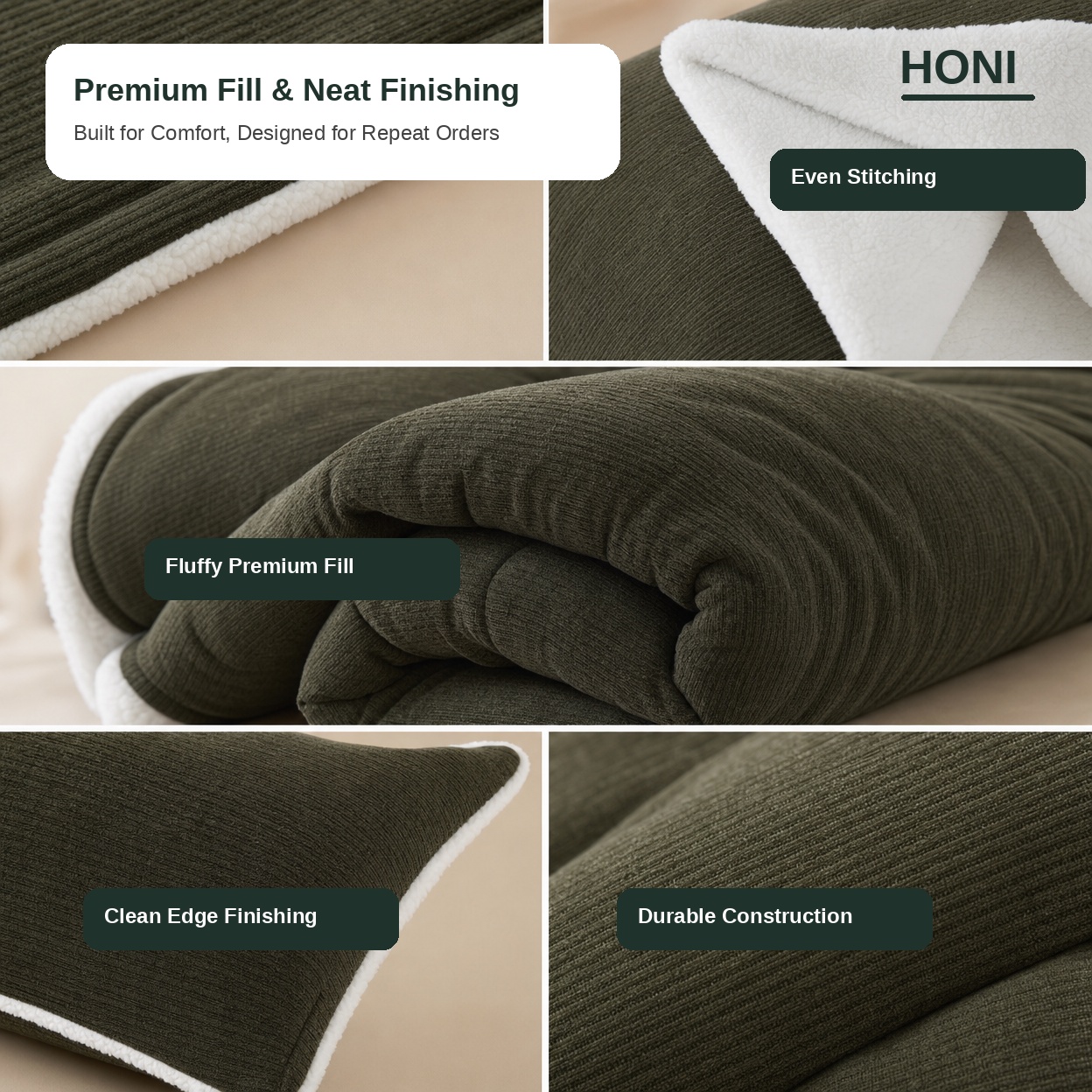 HONI 260gsm Piano Stripe Chenille & 180gsm Sherpa Reversible Comforter Set – Plush Warmth, Two-Sided Style, 3PC Set
