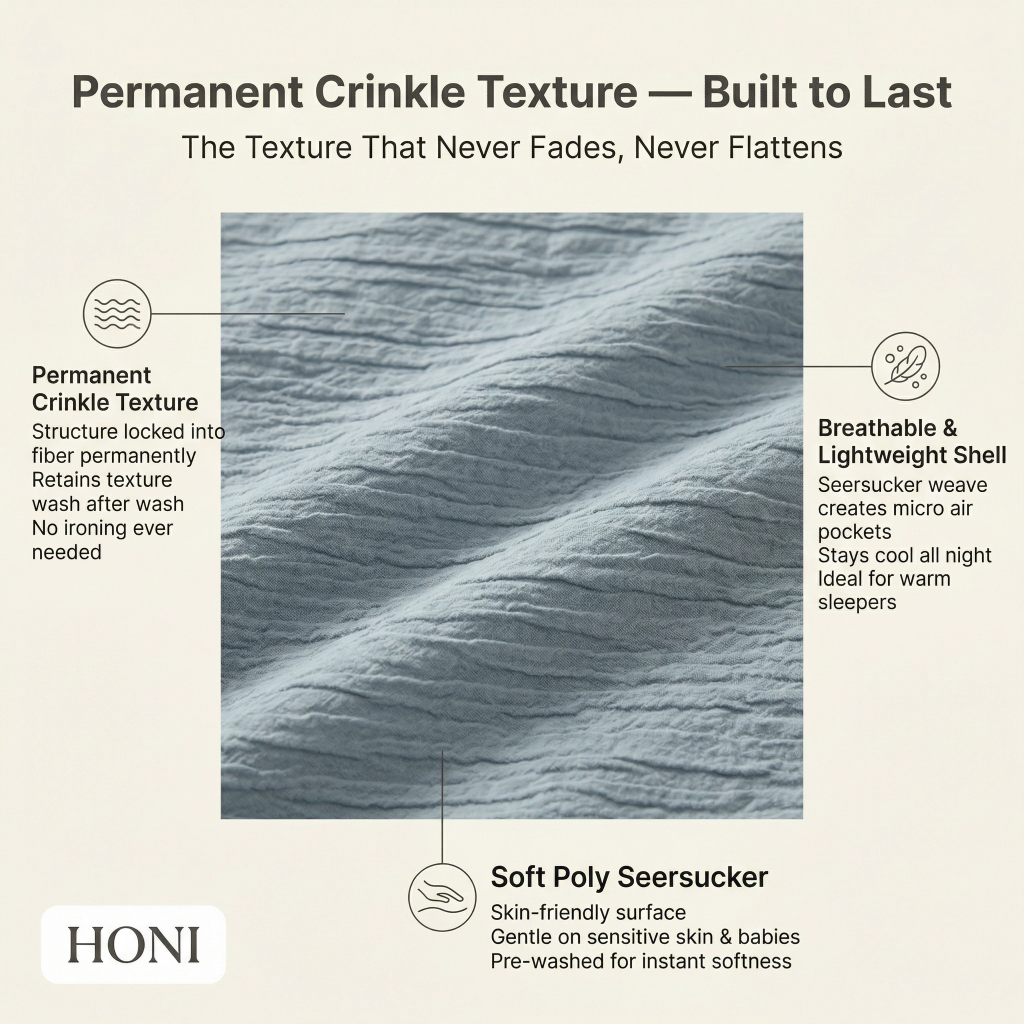 Premium 3-Piece Comforter Set – 120gsm 4-Way Stretch Seersucker & 95g Yarn-Dyed Washed Crinkle Fabric