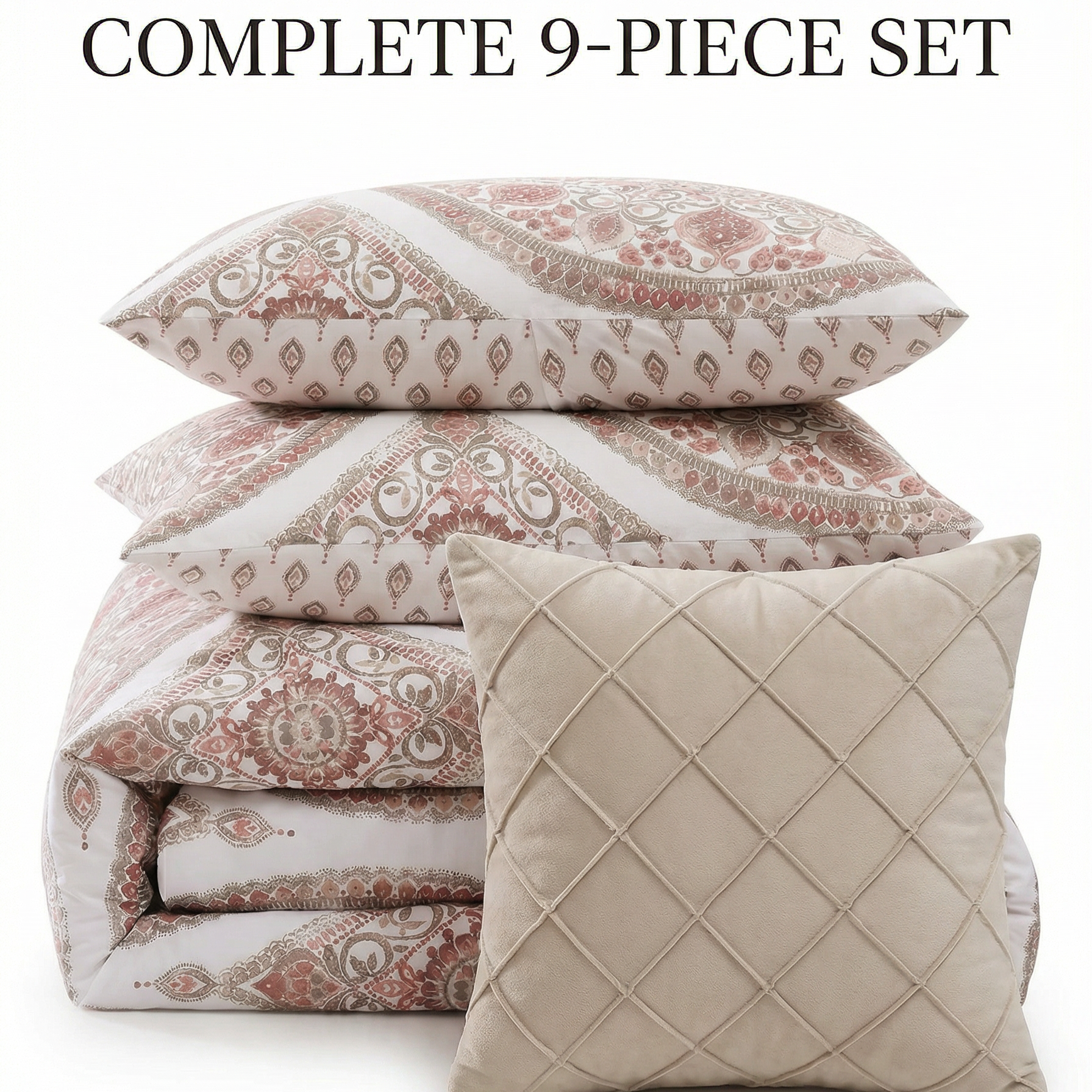 85gsm Peach Skin Pigment Print 9-Piece Duvet Cover Set – Soft & Breathable Bedding Bundle