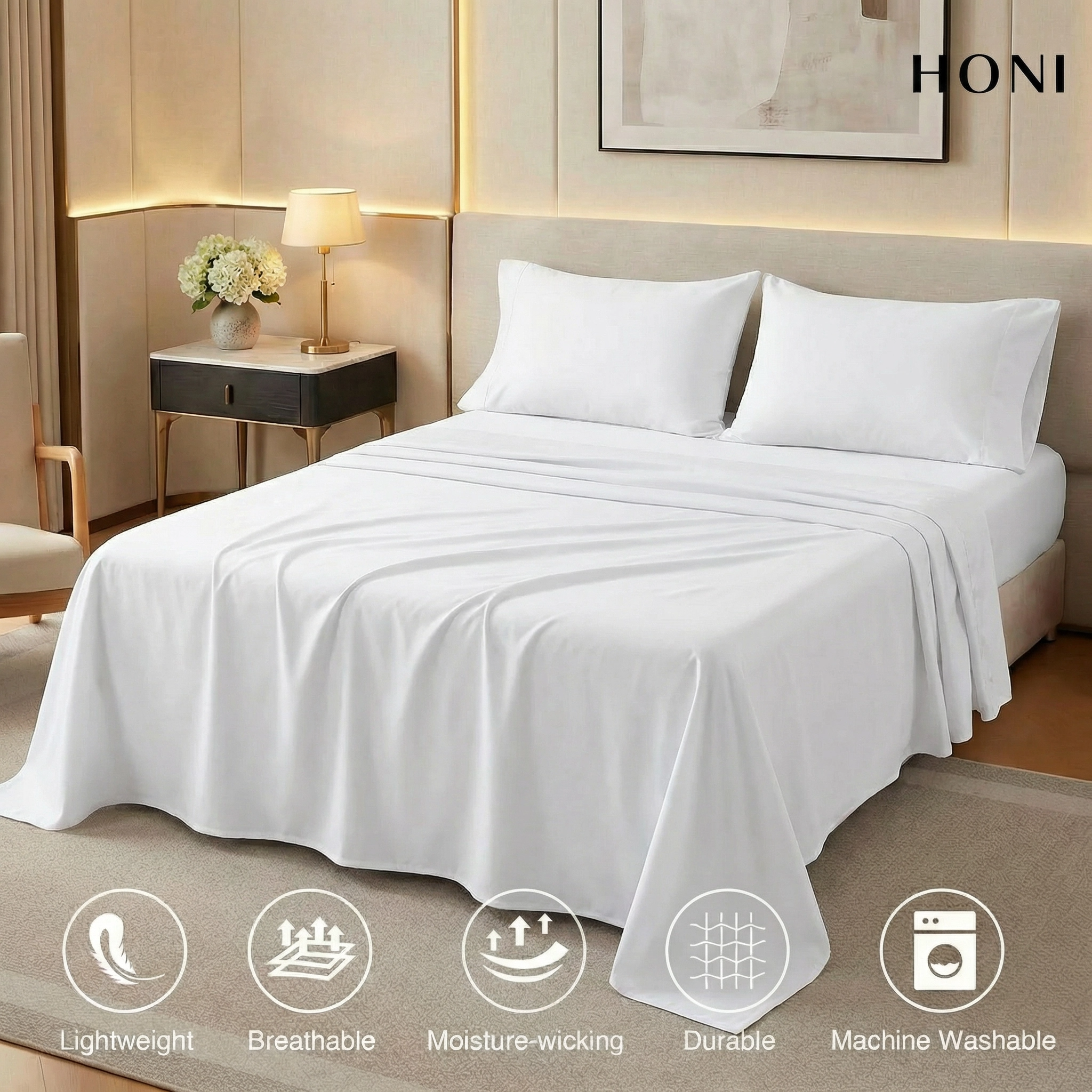 220TC Polyester-Cotton Satin Embroidered Fitted Sheet Set – 14