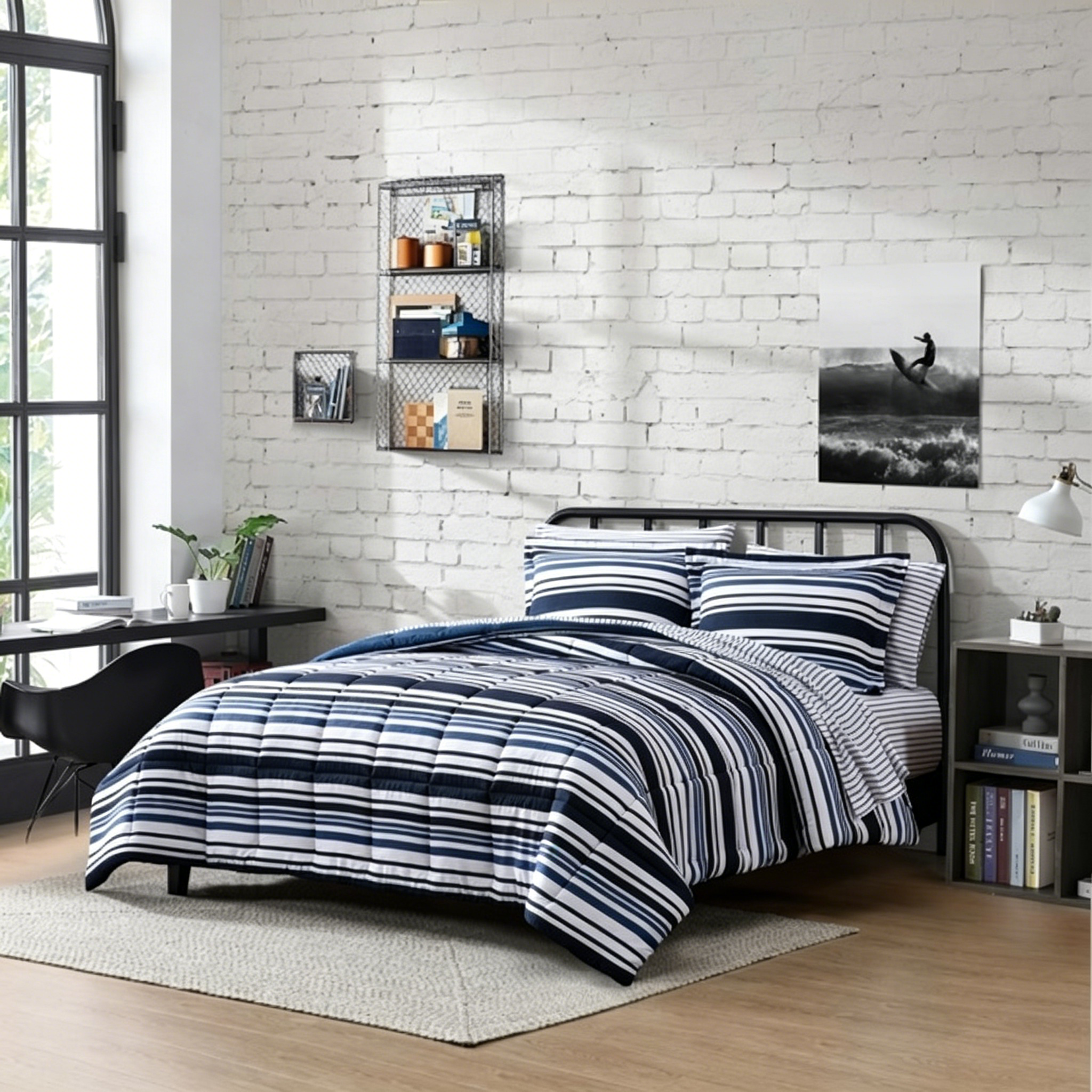 85gsm Washed Dyed Multi-Needle Quilting Comforter + 85gsm Sheet Set – Reversible 7-Piece Bed-in-a-Bag