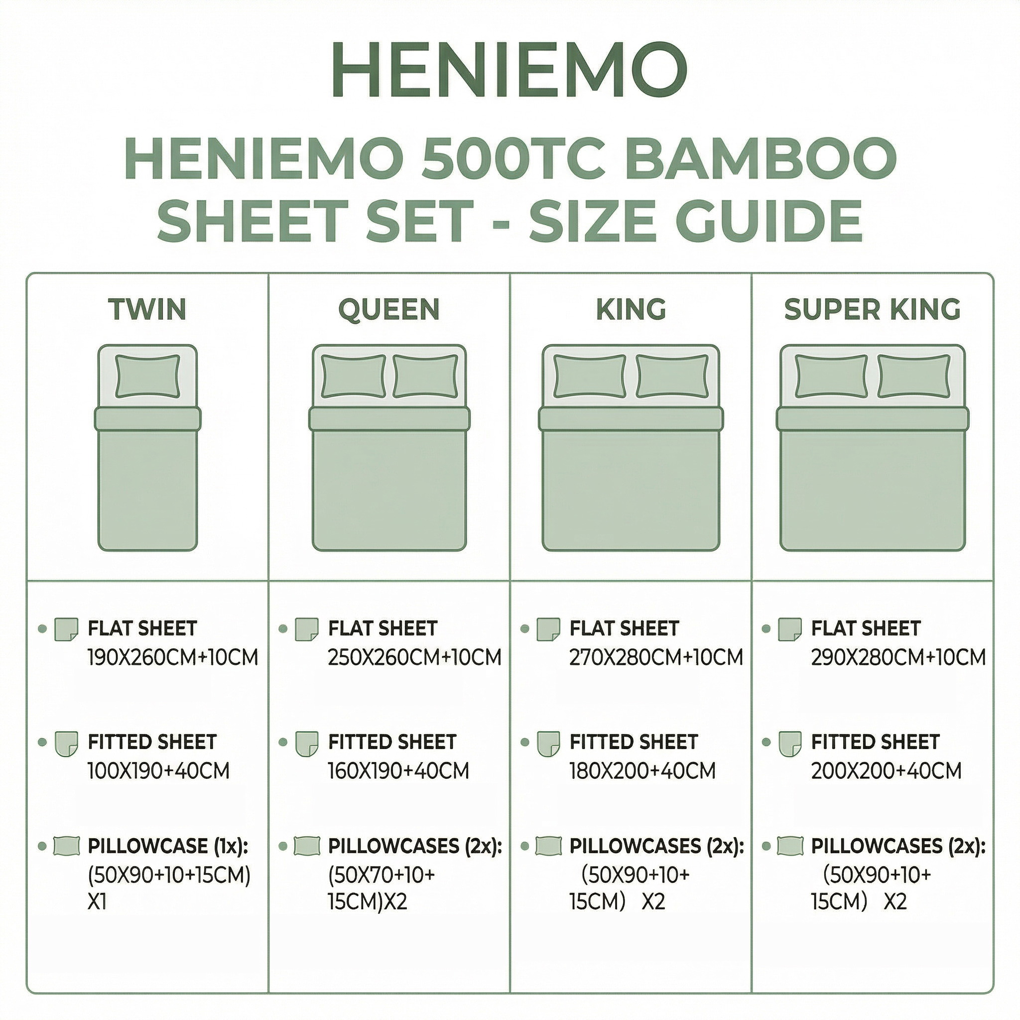 HENIEMO 500TC Dyed Bamboo Sheet Set – Wake Up Refreshed Every Morning