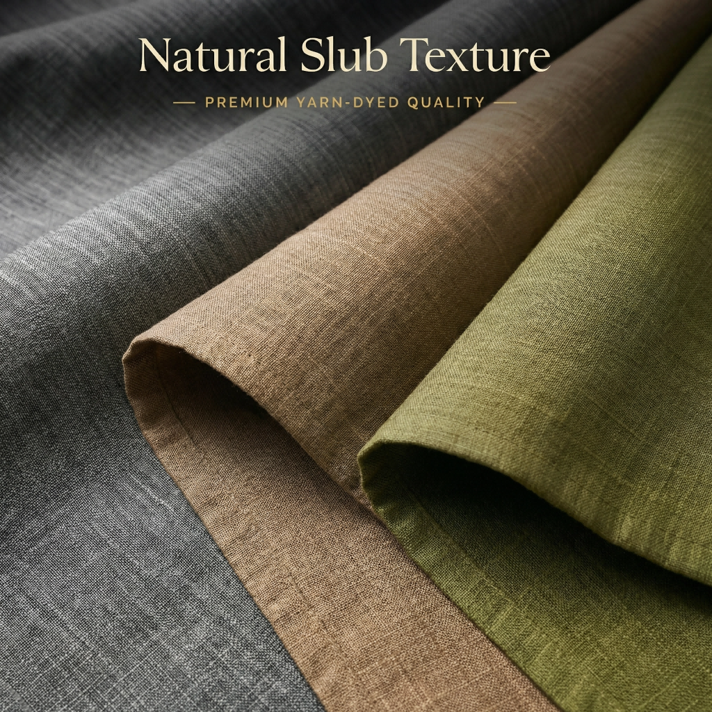 HONI 100% Cotton Yarn-Dyed Slub Duvet Cover Set – Breathable, Natural Texture & Casual Elegance