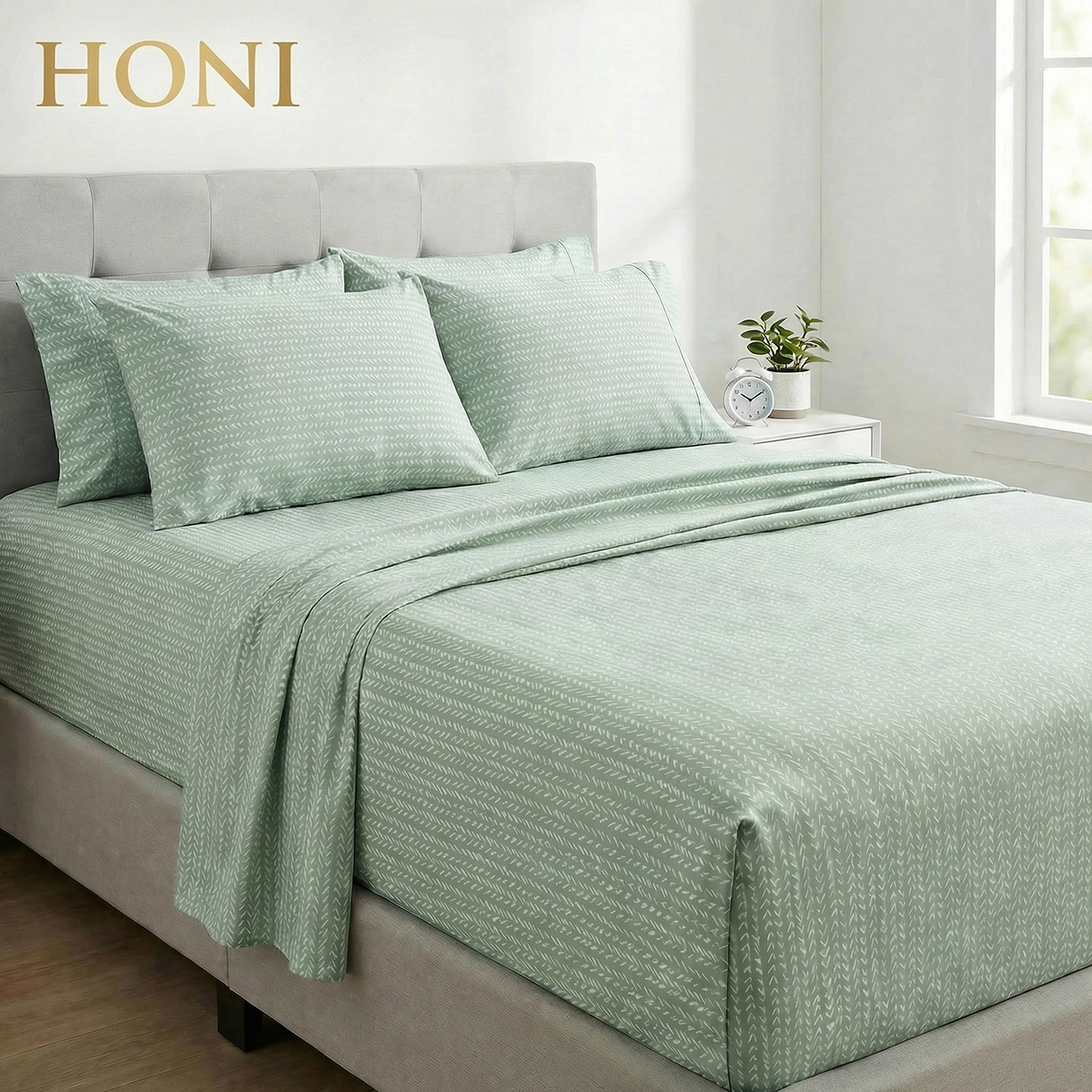 HONI 90gsm Pigment Printed Sheet Set – 4/6 Pieces – Multiple Colors & Custom Options Available