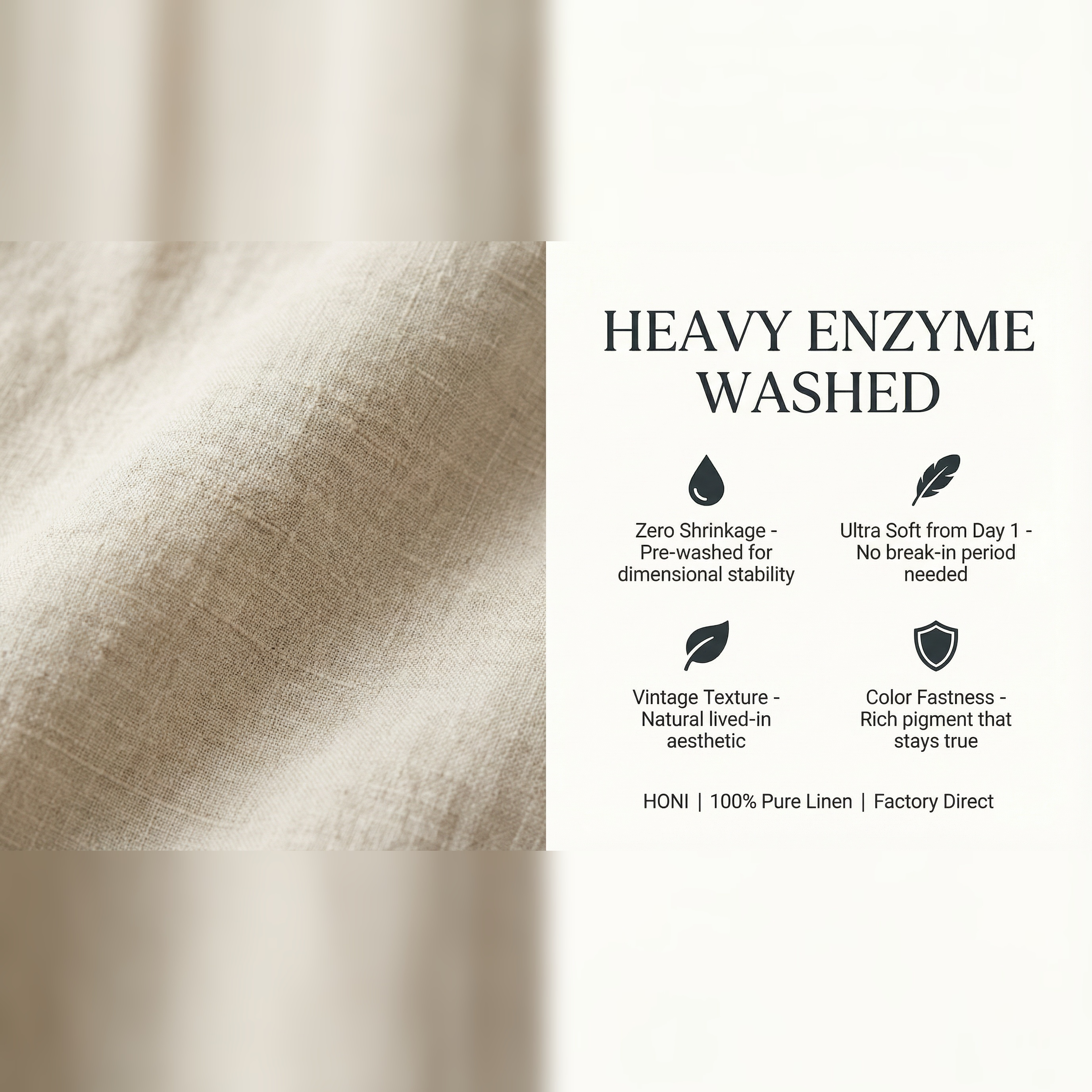 HONI 100% Pure Linen Duvet Cover Set – Wake Up to Luxury Every Morning
