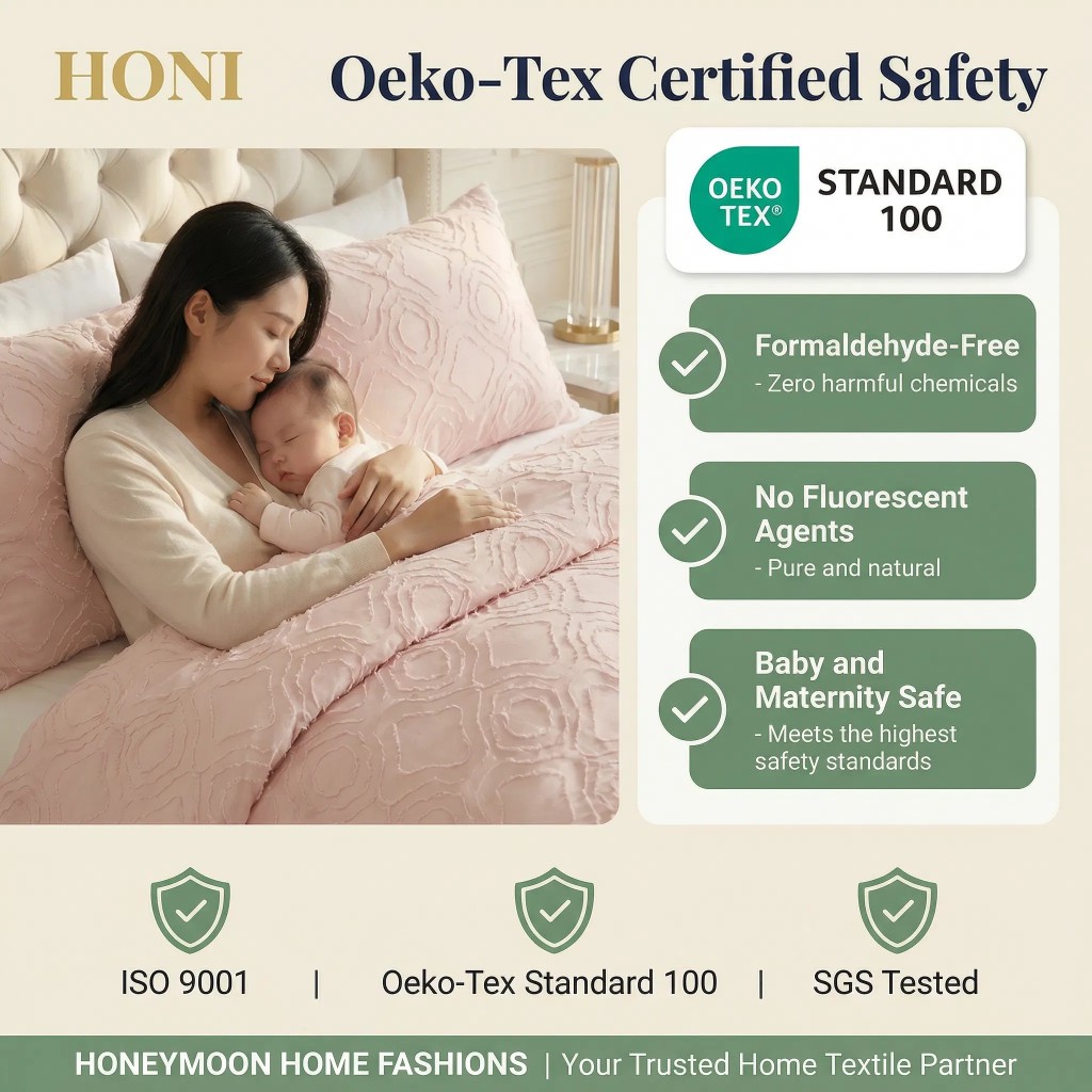 HONI Camden Rose 5-Piece Comforter Set – Pink Clipped Jacquard, 200gsm Fill, Oeko-Tex Certified
