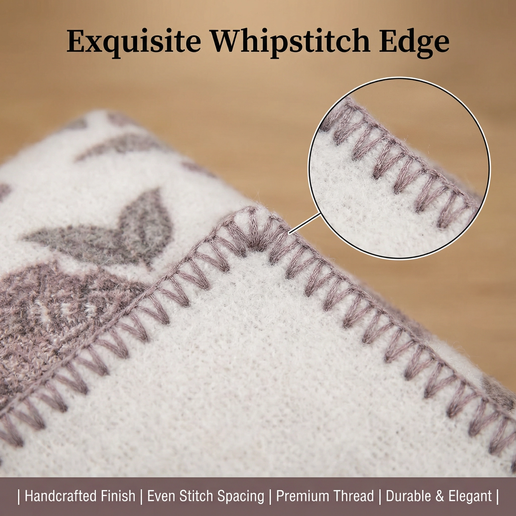 300gsm Printed Faux Mohair Blanket – Reversible 180gsm Flannel, Whipstitch Edge, Anti-Pilling, Machine Washable (50