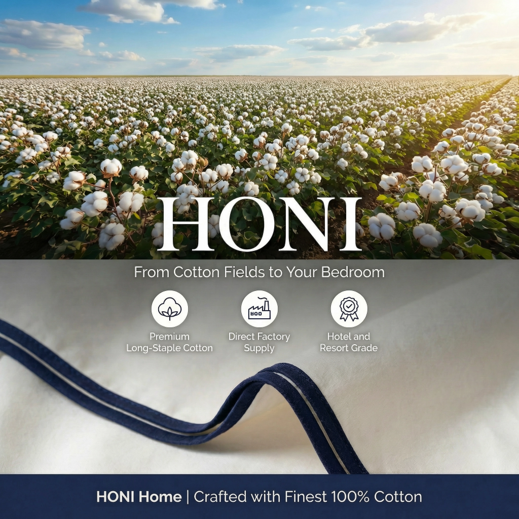 HONI Washed Cotton Duvet Cover Set – 100% Long-Staple Cotton, Dense Stitch Edge, Hotel-Grade Comfort