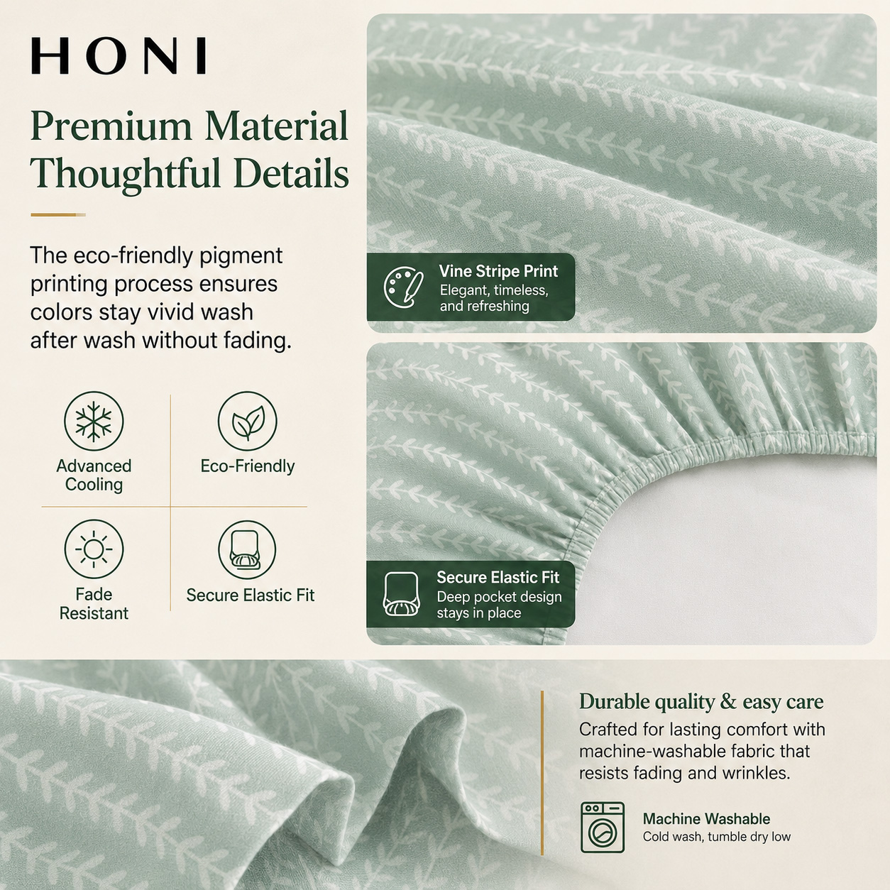 HONI 90gsm Pigment Printed Sheet Set – 4/6 Pieces – Multiple Colors & Custom Options Available
