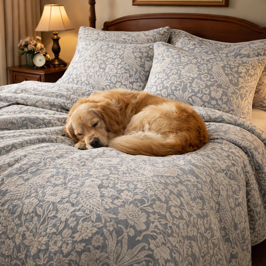 HONI 280GSM 50/50 Poly-Cotton Comforter + 180T 100% Cotton Duvet Cover Set– All-Season Breathable Bedding Set with Pillowcases