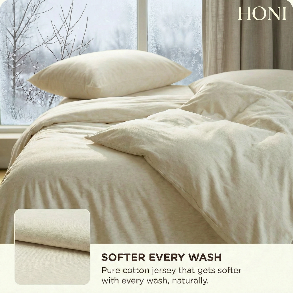 HONI 125gsm Milk Silk Jersey Duvet Cover Set – Ultra Soft, Breathable & Eco-Friendly 4-6 Piece Bedding Set for Wholesale