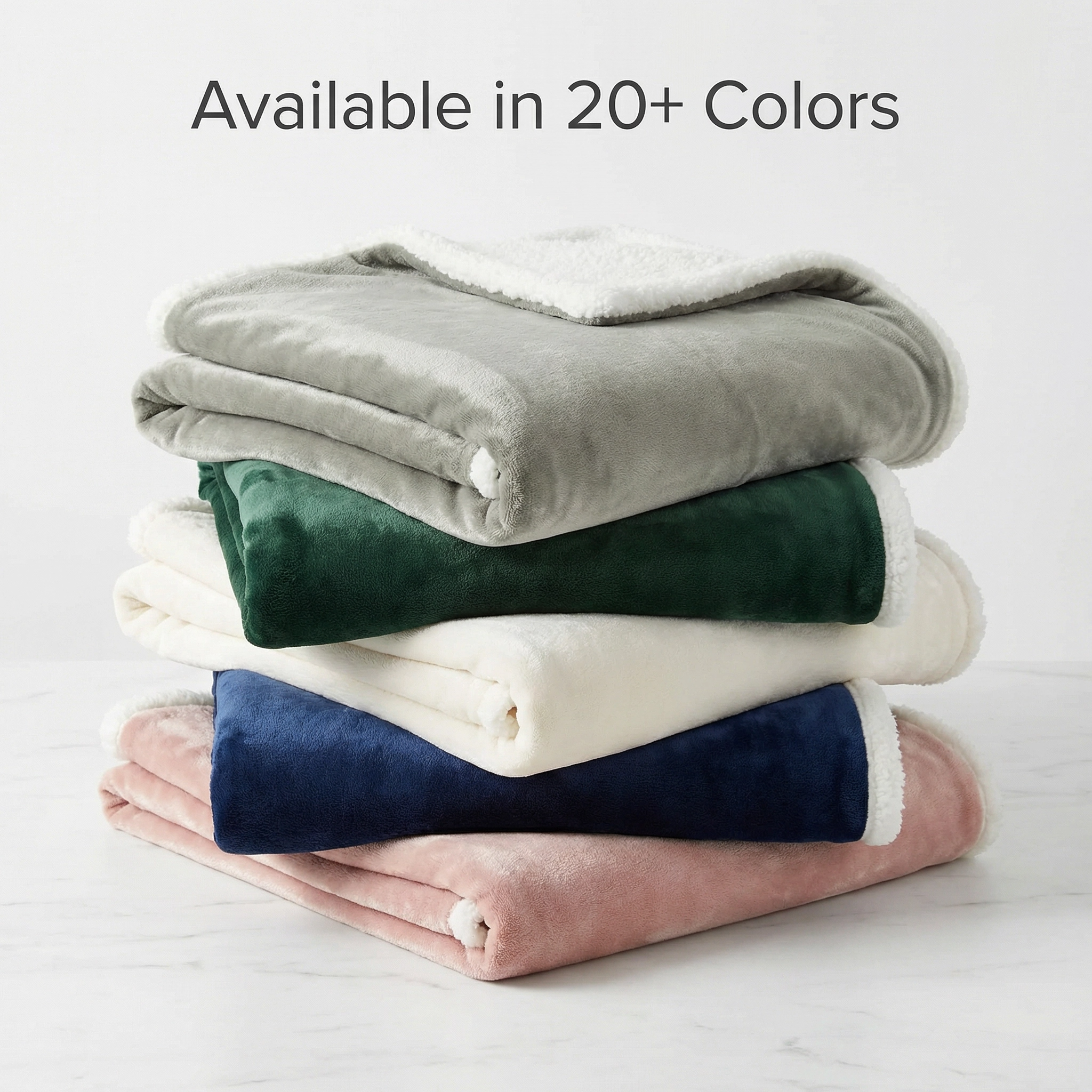 Reversible 310GSM Solid Flannel & 200GSM White Sherpa Blanket – Soft, Warm, Customizable