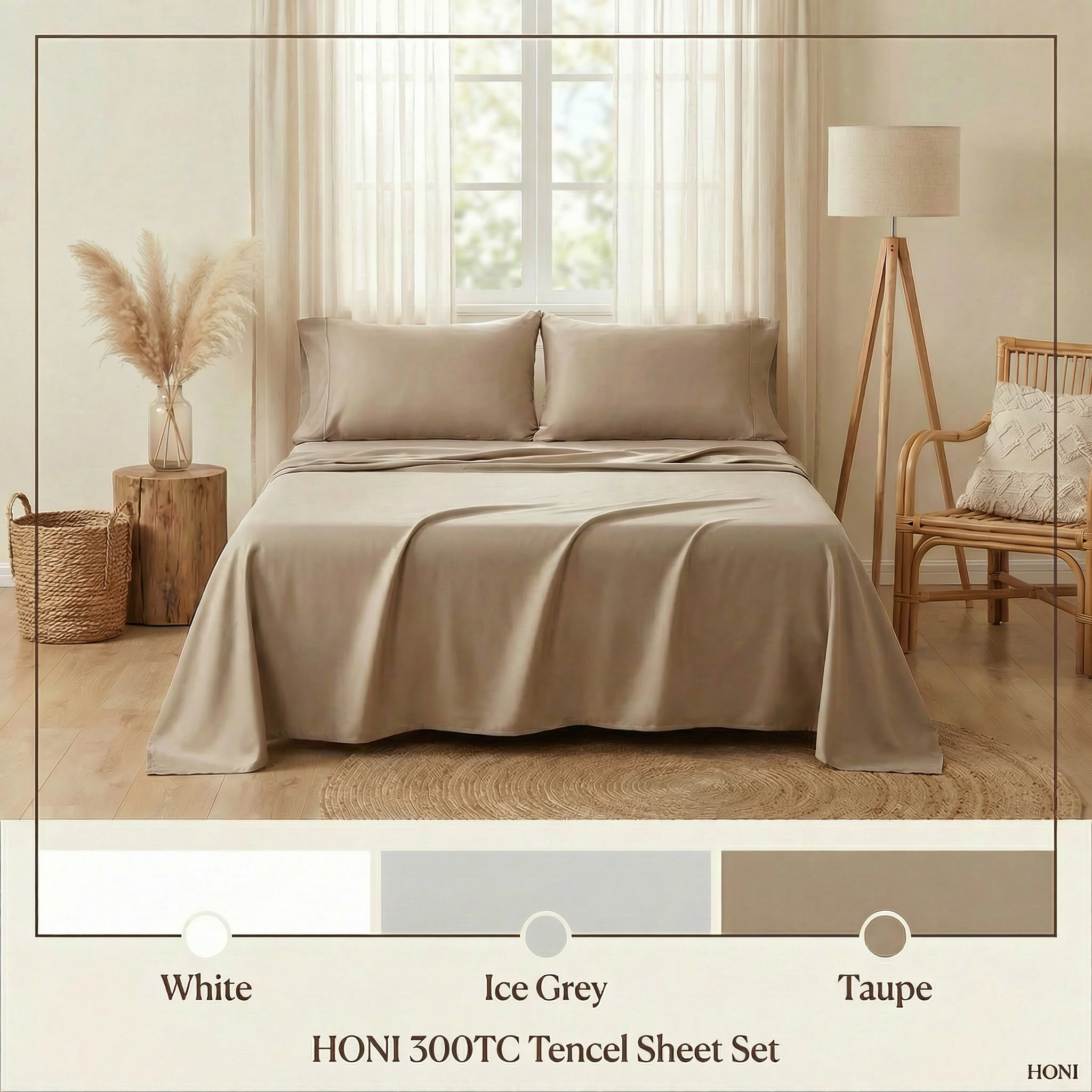 300TC 100% Tencel™ Lyocell Dyed Sheet Set– Silky Soft &Breathable Bedding