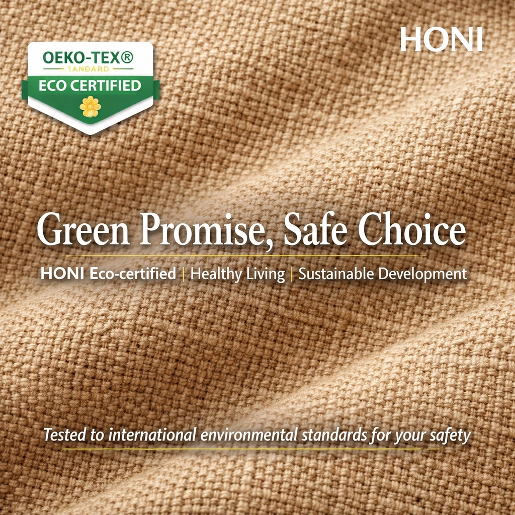 HONI 130 GSM Black Silk Blackout Curtains – Natural Earth Tone | Eco-Friendly & Serene Living