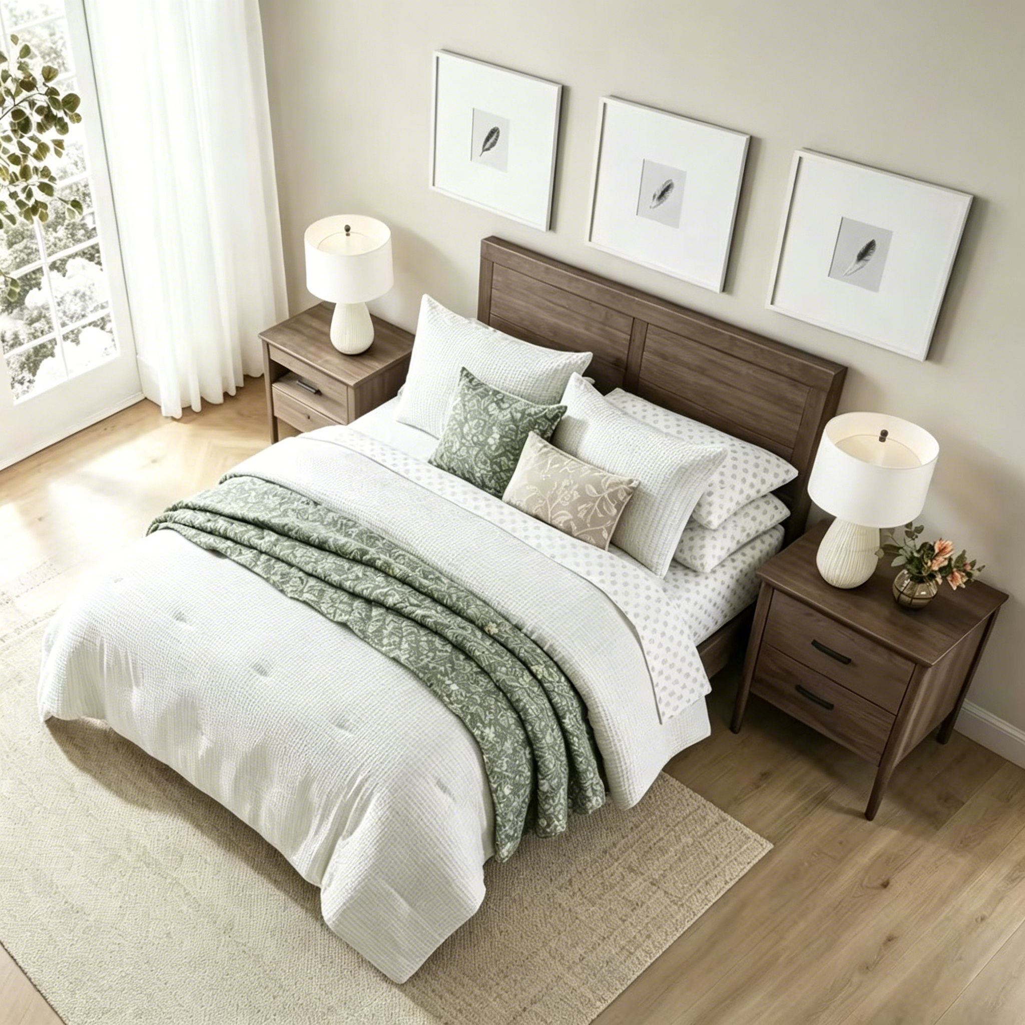 Vintage Charm Meets Modern Comfort – Complete 10-Piece Luxury Waffle Texture Comforter Set (White)