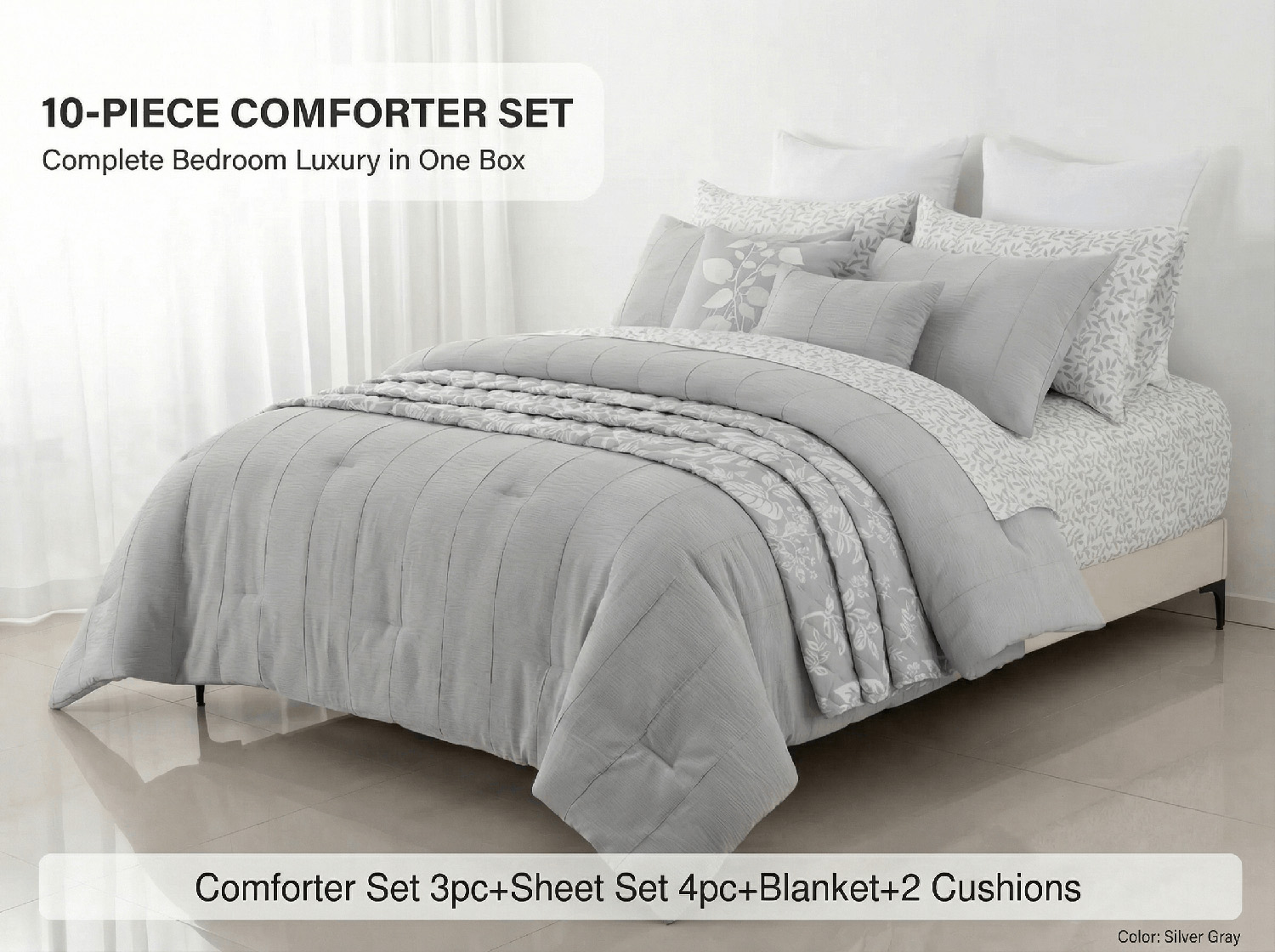 HONI Hypoallergenic Solid Bedding Set All Season Alternative Comforter Set 10 Piece Comforter Set Jacquard Luxury Comforter Set factory