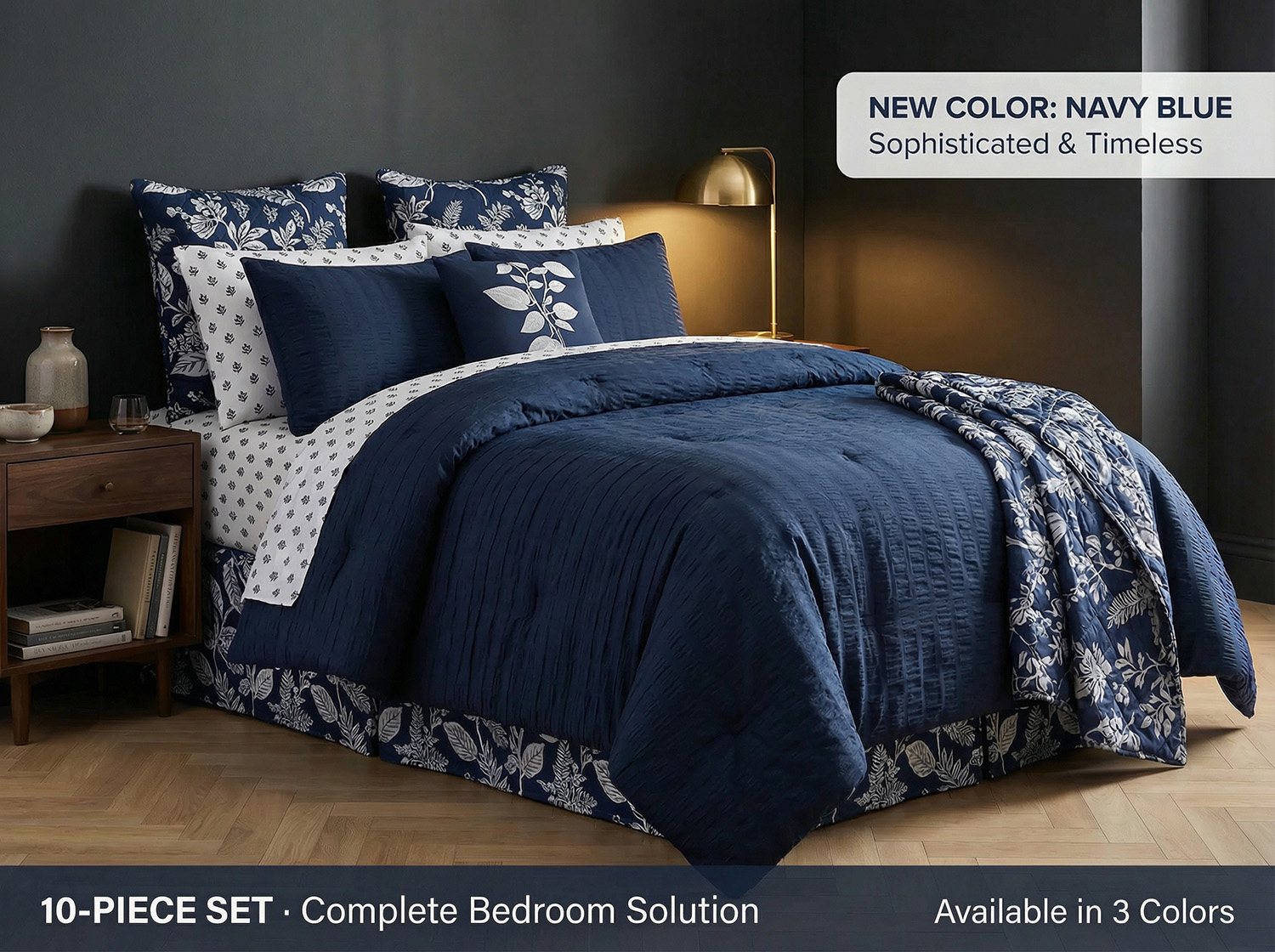 HONI Hypoallergenic Solid Bedding Set All Season Alternative Comforter Set 10 Piece Comforter Set Jacquard Luxury Comforter Set factory