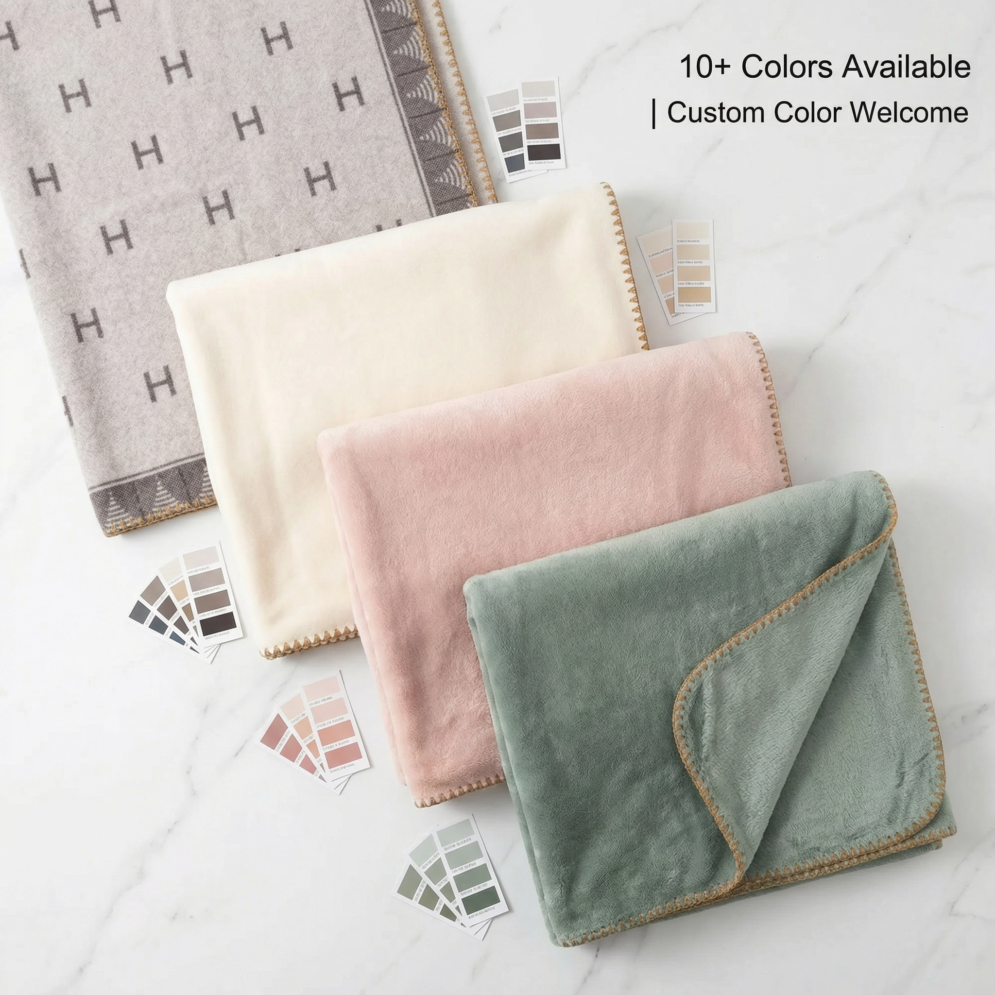 460gsm Penguin Velvet Printed Blanket–100% Polyester Ultra-Soft Plush with Golden Zigzag Edge Stitch