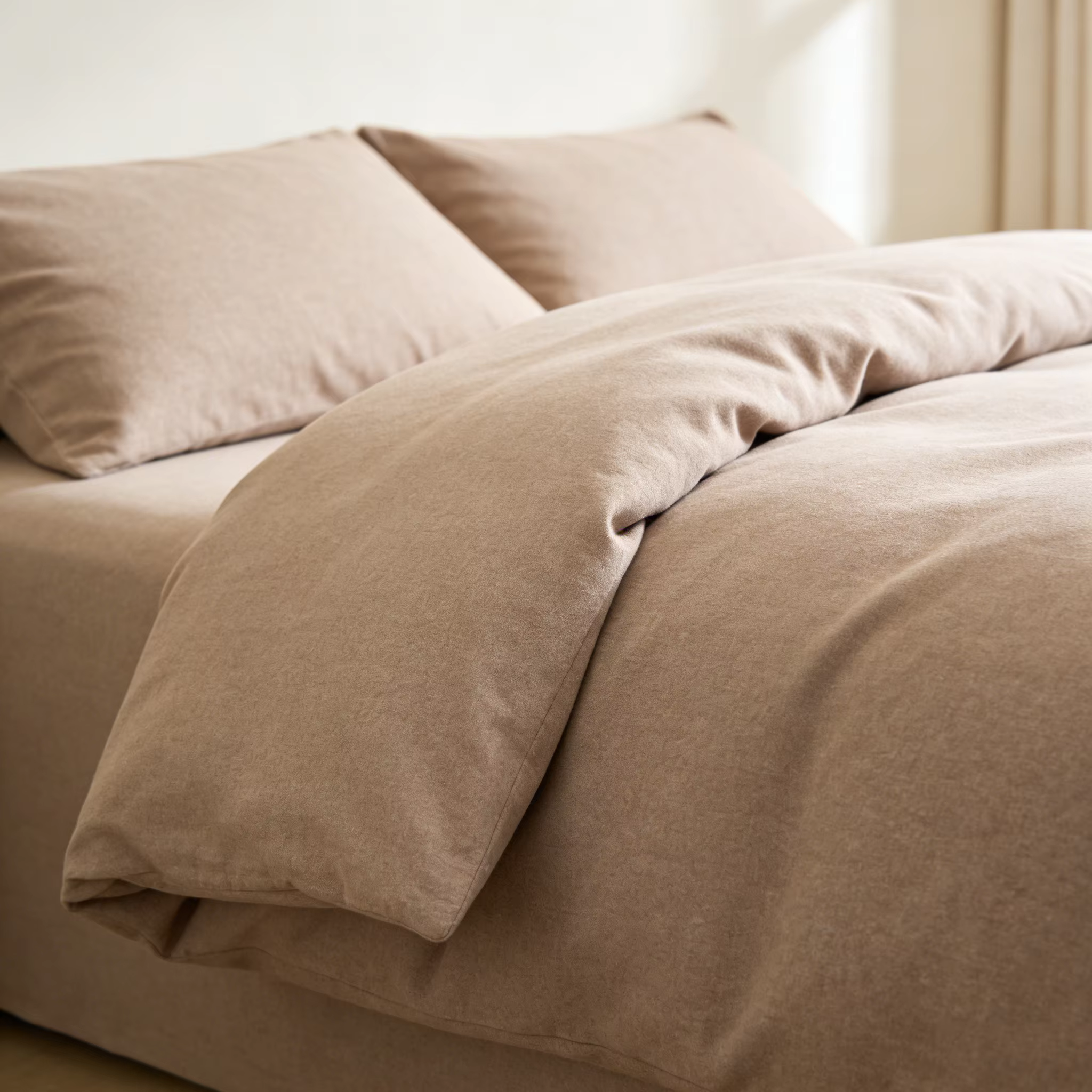 Natural 150gsm Yarn-Dyed Cotton Duvet Cover Set Breathable 144T Textured Bedding with Washed Look