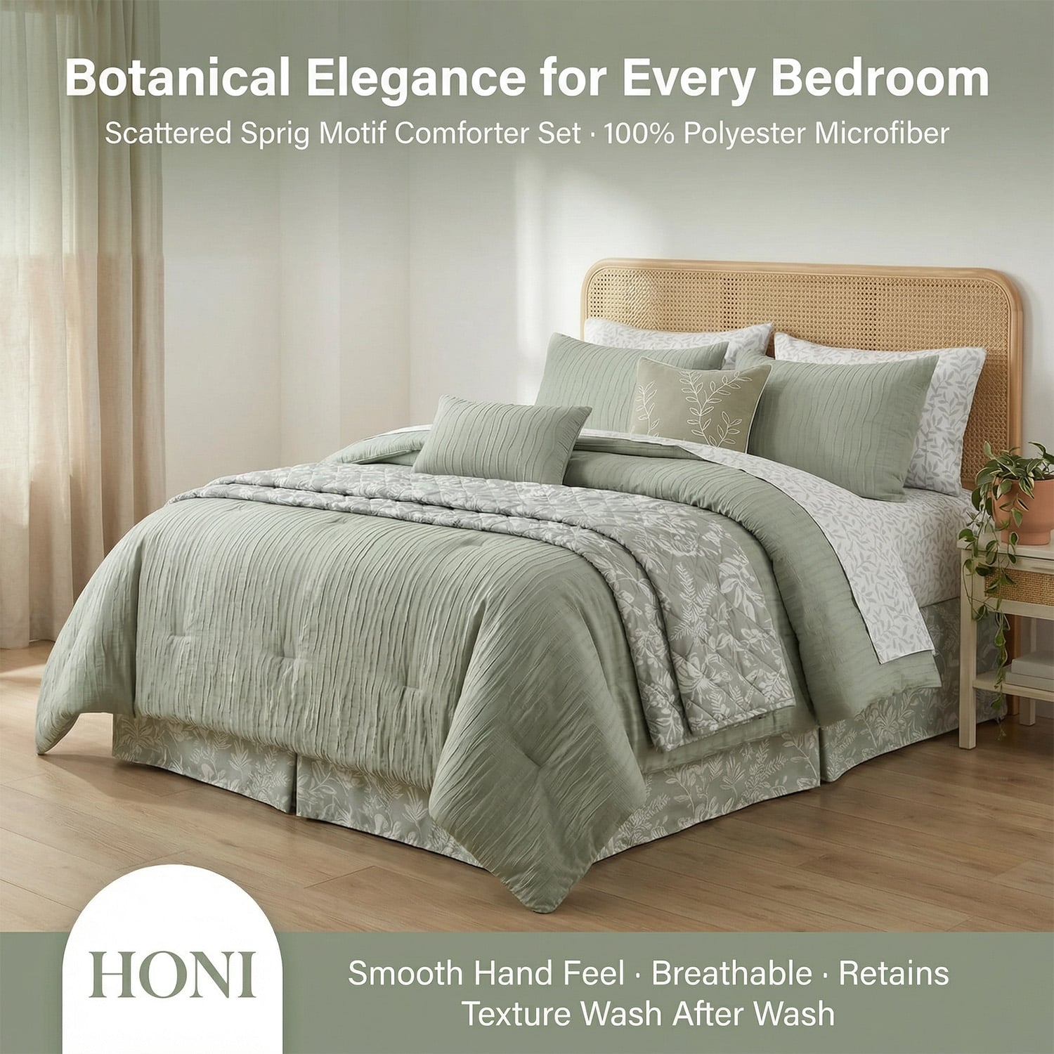 HONI Hypoallergenic Solid Bedding Set All Season Alternative Comforter Set 10 Piece Comforter Set Jacquard Luxury Comforter Set