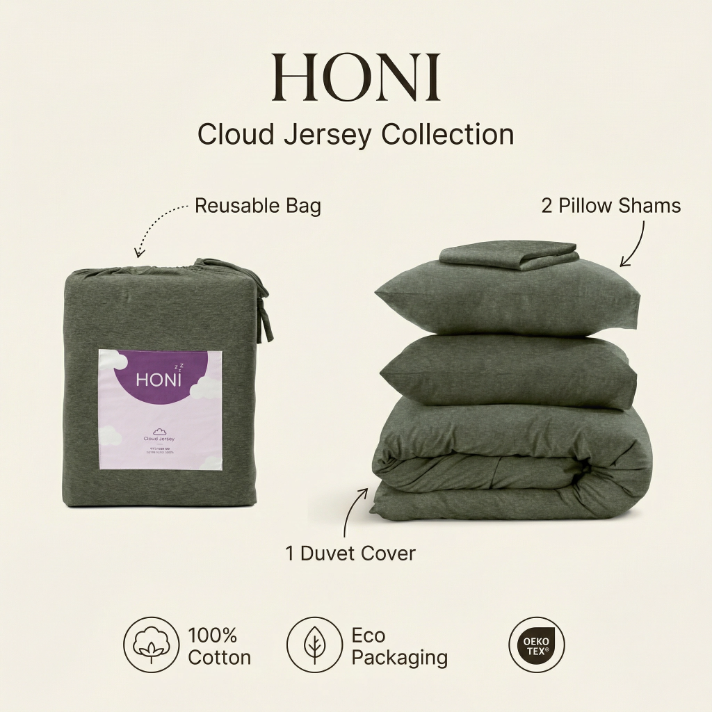 HONI 125gsm Milk Silk Jersey Duvet Cover Set – Ultra Soft, Breathable & Eco-Friendly 4-6 Piece Bedding Set for Wholesale