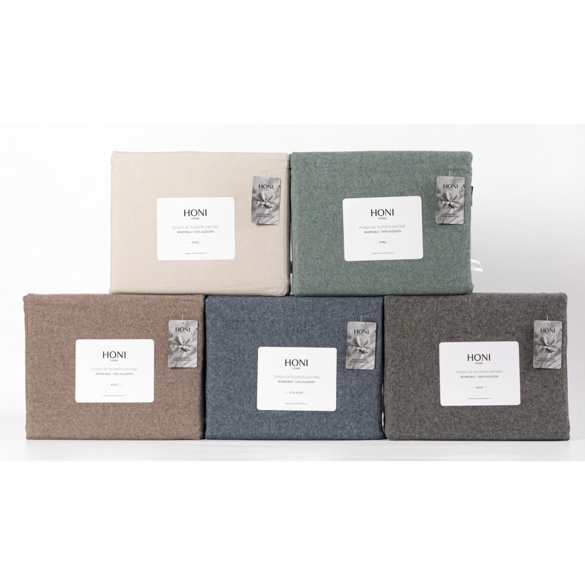HONI 150gsm 100% 3 Piece Cotton Chambray Duvet Cover Set –144T Plain Weave