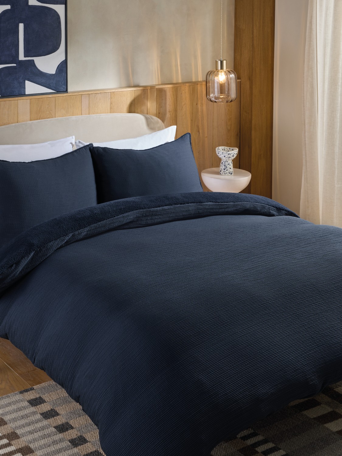 HONI 120gsm Recycled Poly Crinkle Duvet Cover Set – Eco-Friendly Dual-Texture Bedding for All Seasons
