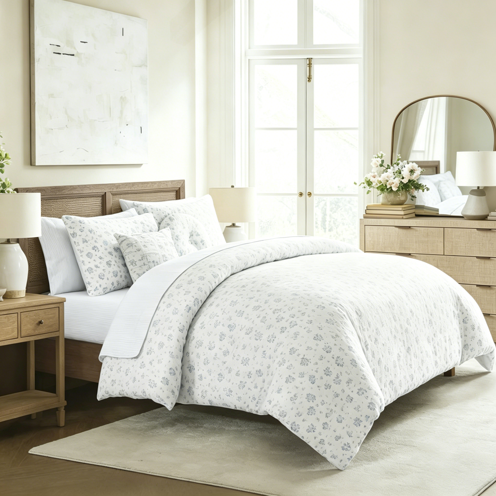 HONI 140 gsm 100% Polyester Gauze Floral Print Comforter Set – 9-Piece Breathable & Skin-Friendly Baby Bedding